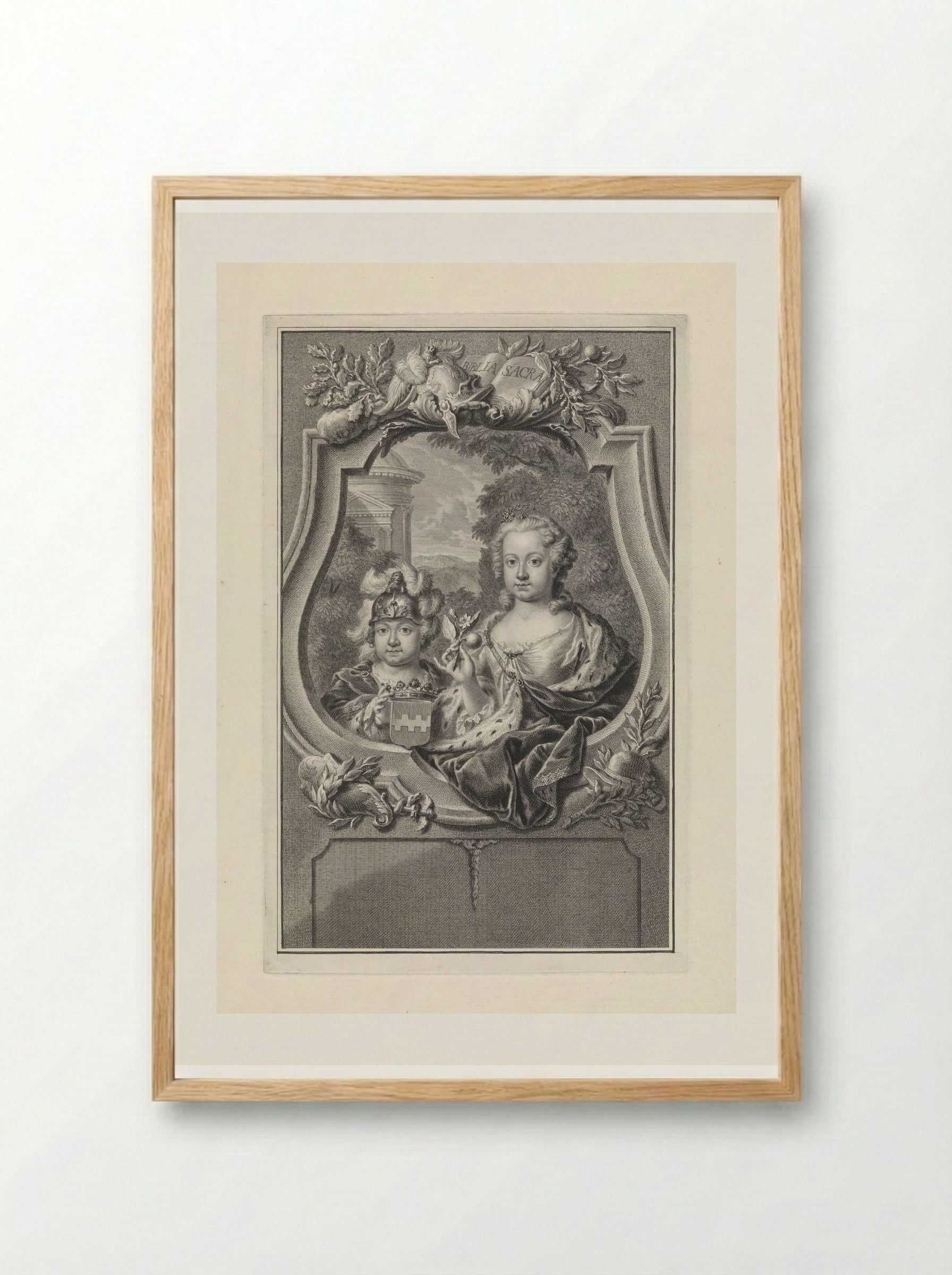 Portret van prins Willem V en prinses Carolina van Oranje-Nassau als kinderen - Pieter Tanjé - Framed Print Wood