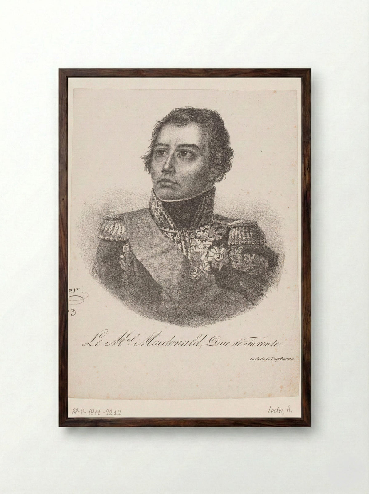 Portret van Étienne Macdonald, Duc de Tarente - Auguste Toussaint Lecler - Framed Print Dark Wood
