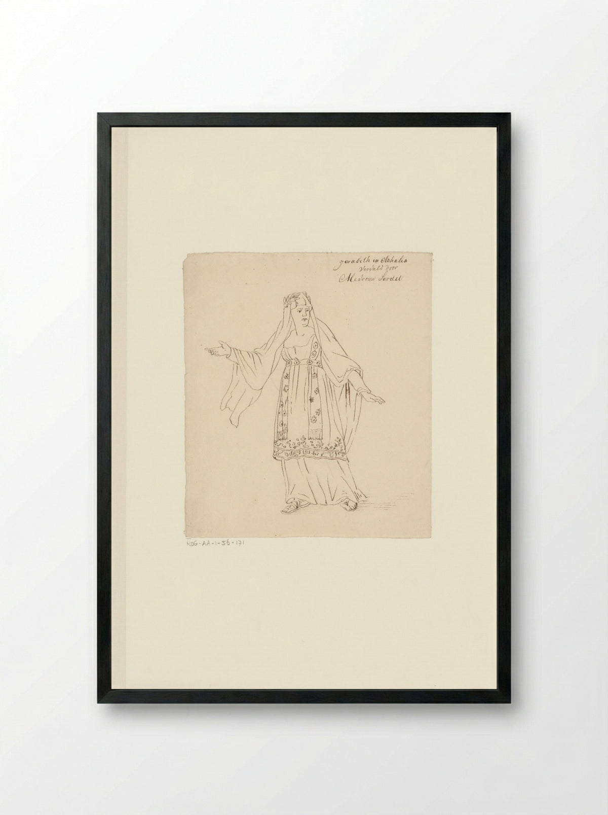 Portret van toneelspeelster Jacoba Wouters-Sardet in de rol van Josabeth - Johannes Jelgerhuis - Framed Print Black
