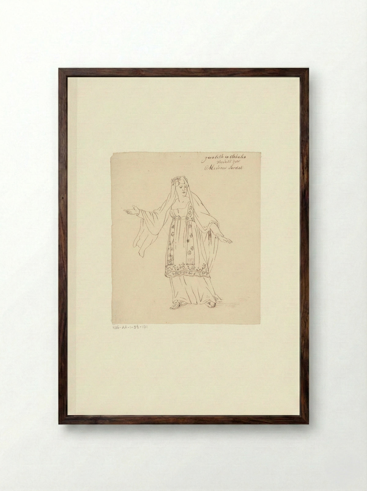 Portret van toneelspeelster Jacoba Wouters-Sardet in de rol van Josabeth - Johannes Jelgerhuis - Framed Print Dark Wood