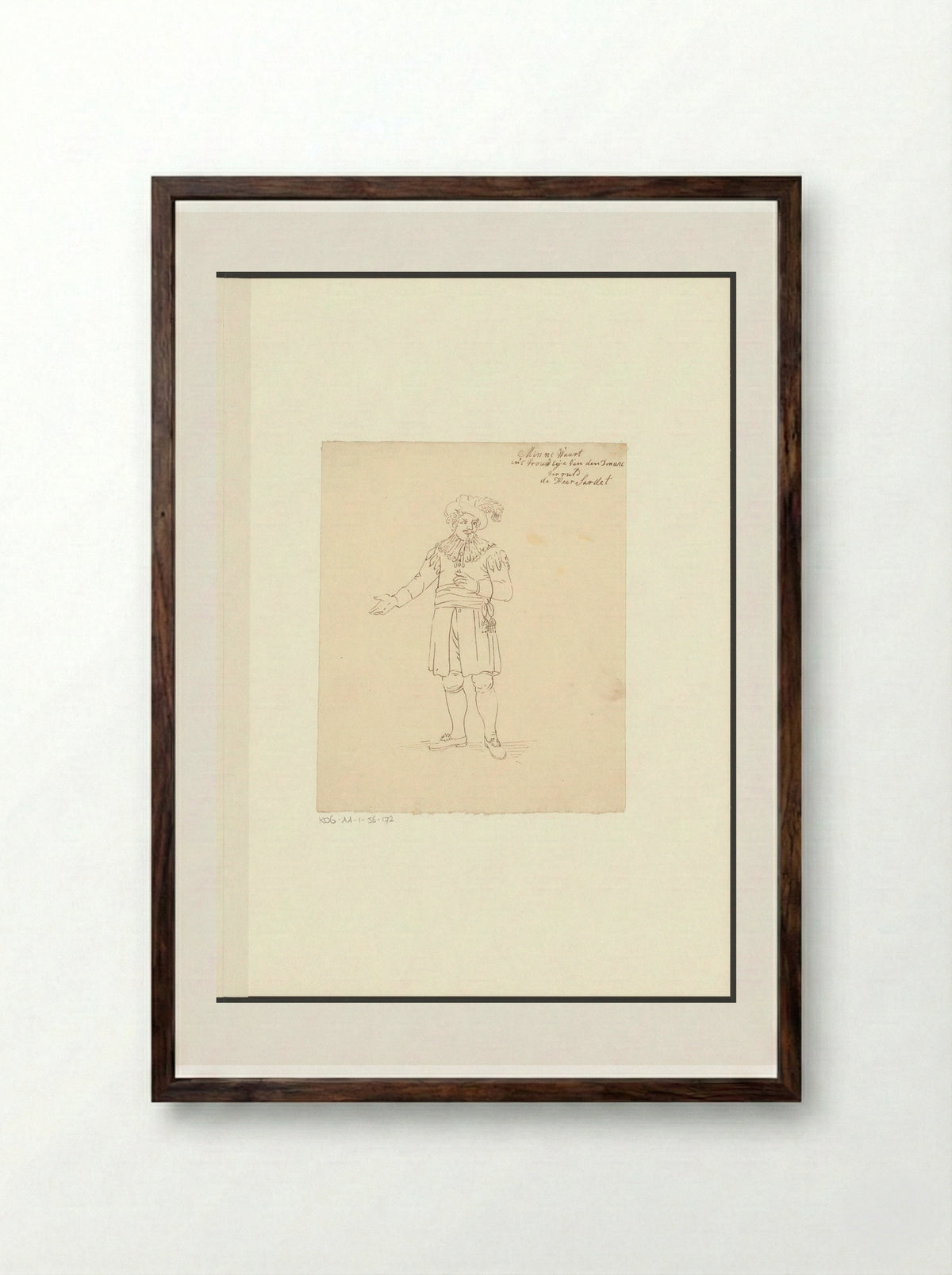 Portret van toneelspeler Dirk Sardet in de rol van Minnewaart - Johannes Jelgerhuis - Framed Print Dark Wood