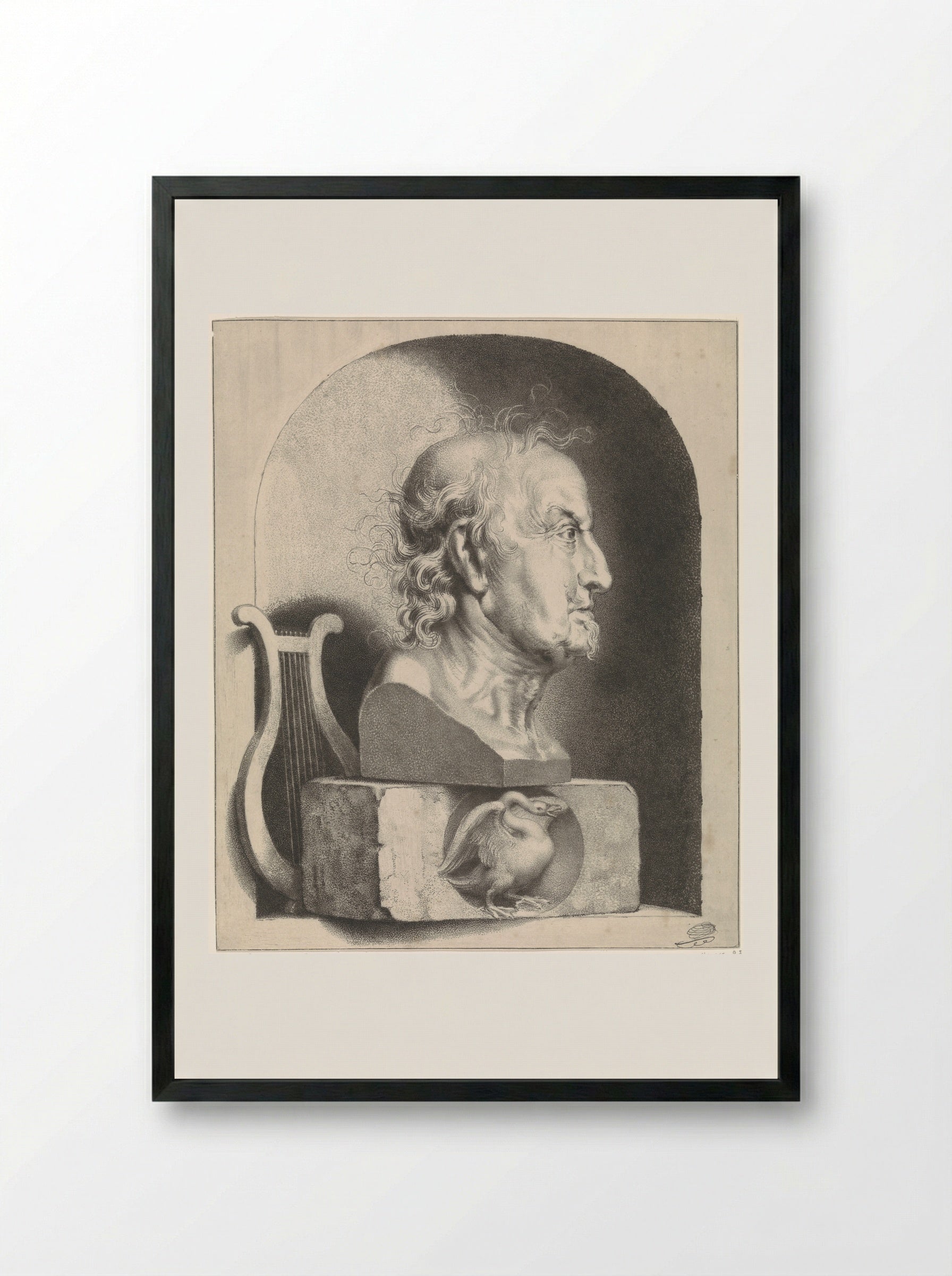 Portretbuste van Joost van den Vondel - Johannes Lutma - Framed Print Black