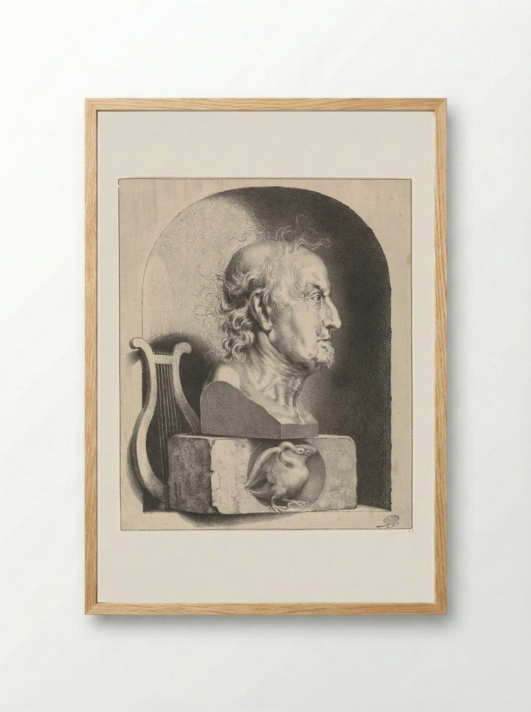 Portretbuste van Joost van den Vondel - Johannes Lutma - Framed Print Wood