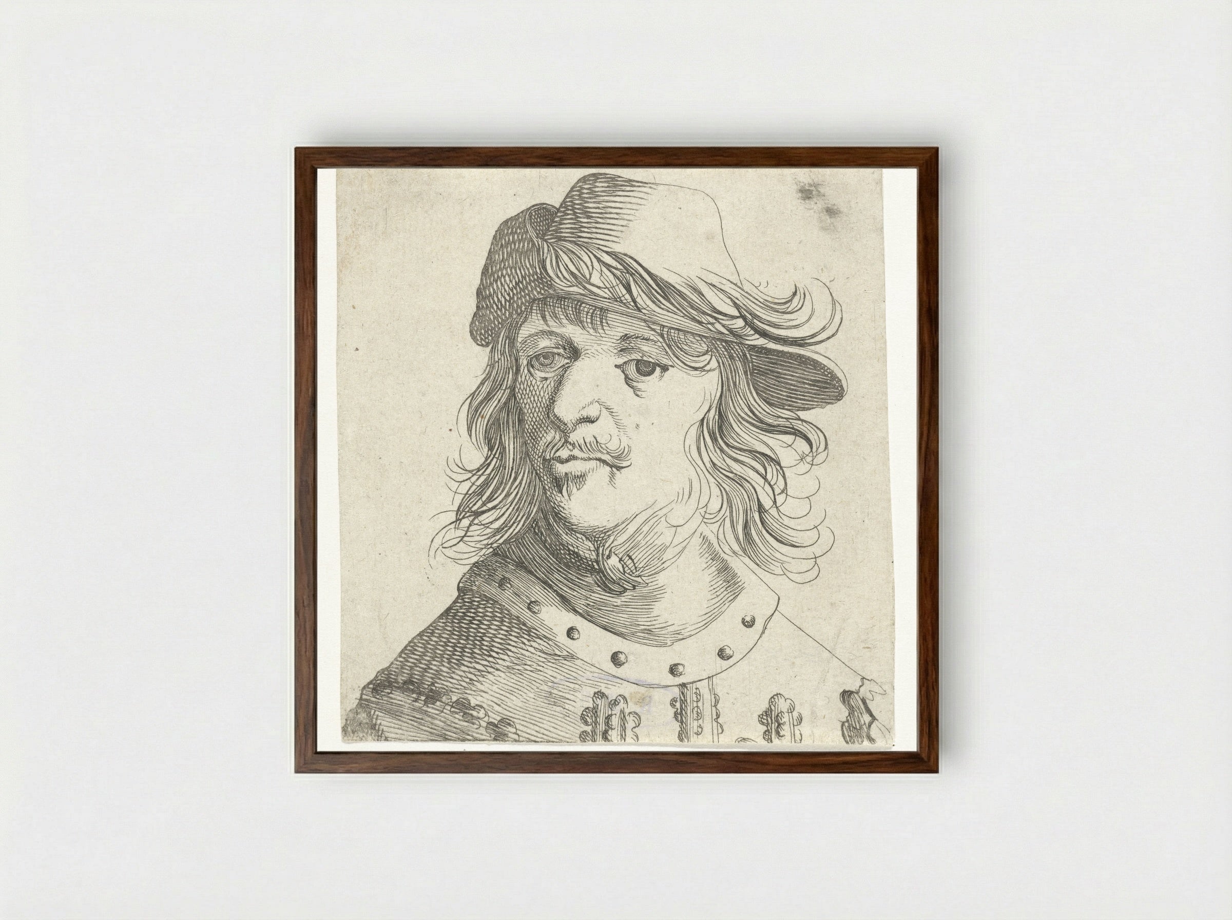 Portretbuste van een man - Pieter Jansz Quast - Framed Print Dark Wood