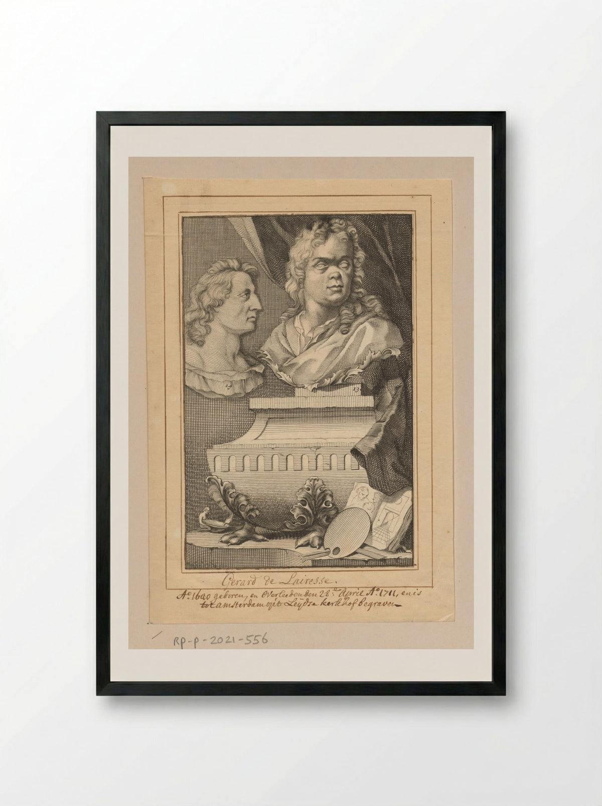 Portretbustes van Gerard de Lairesse en Albert Flamen - Jacob Houbraken - Framed Print Black