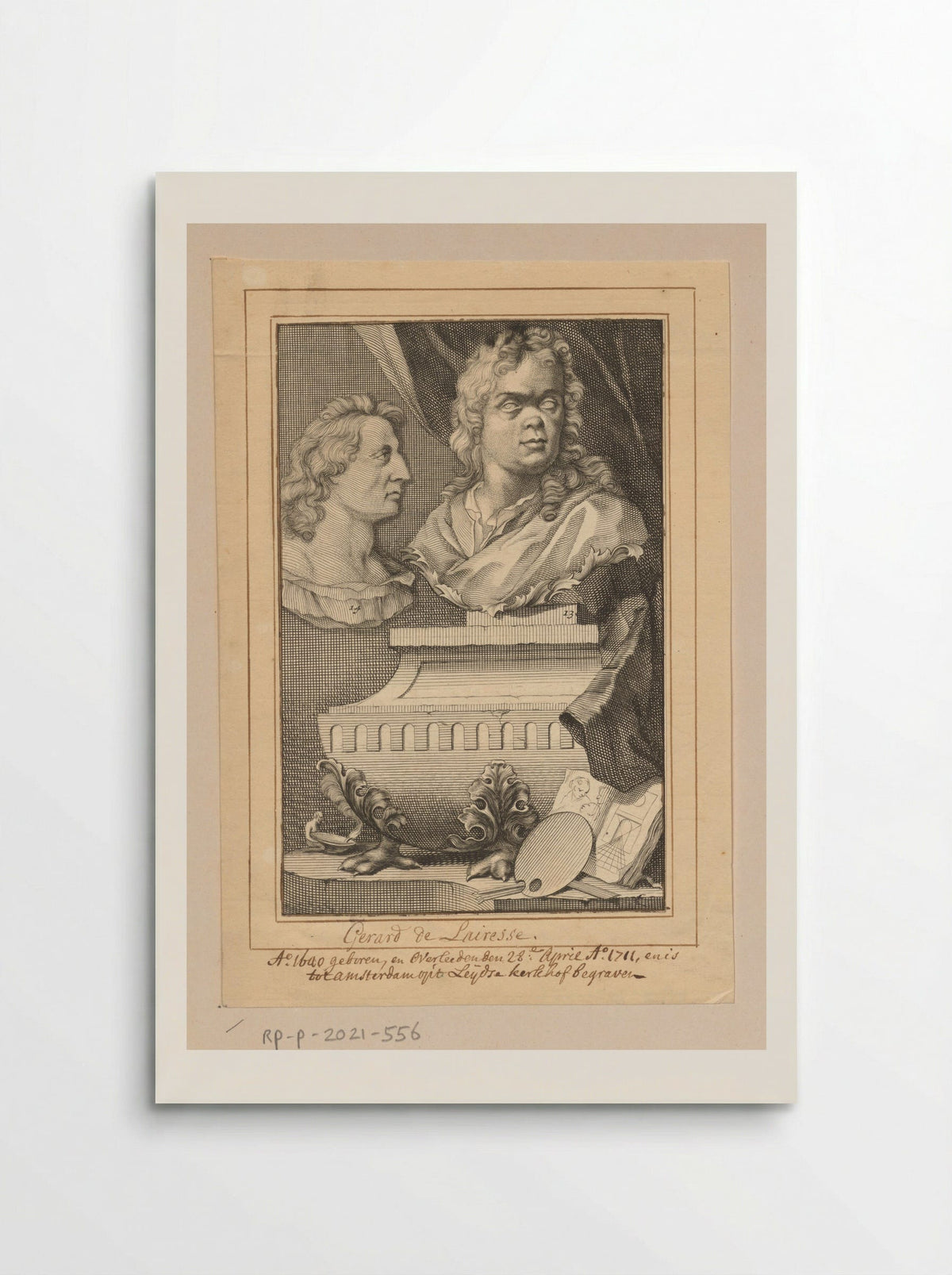 Portretbustes van Gerard de Lairesse en Albert Flamen - Jacob Houbraken - Poster
