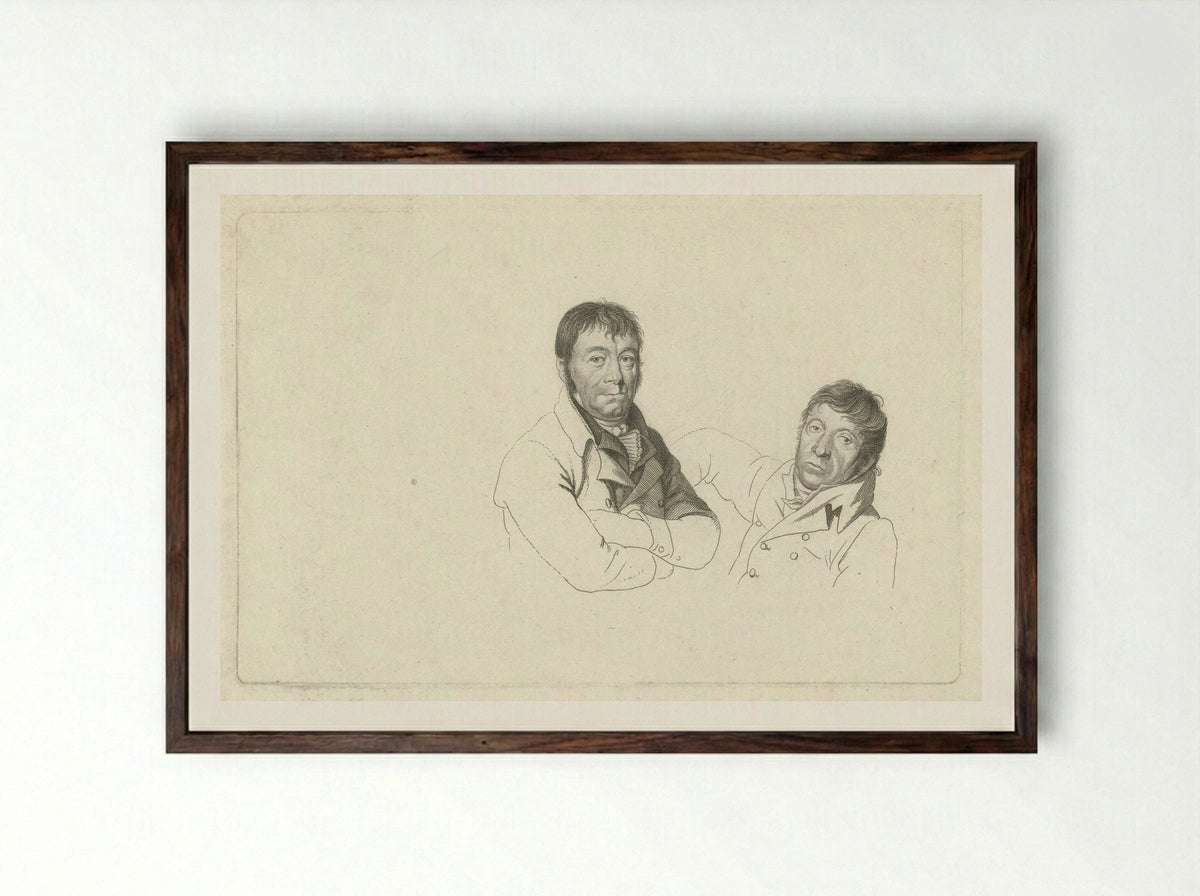 Portretten van Dirk Versteegh en Hendrik de Flines - Jacob Ernst Marcus - Framed Print Dark Wood