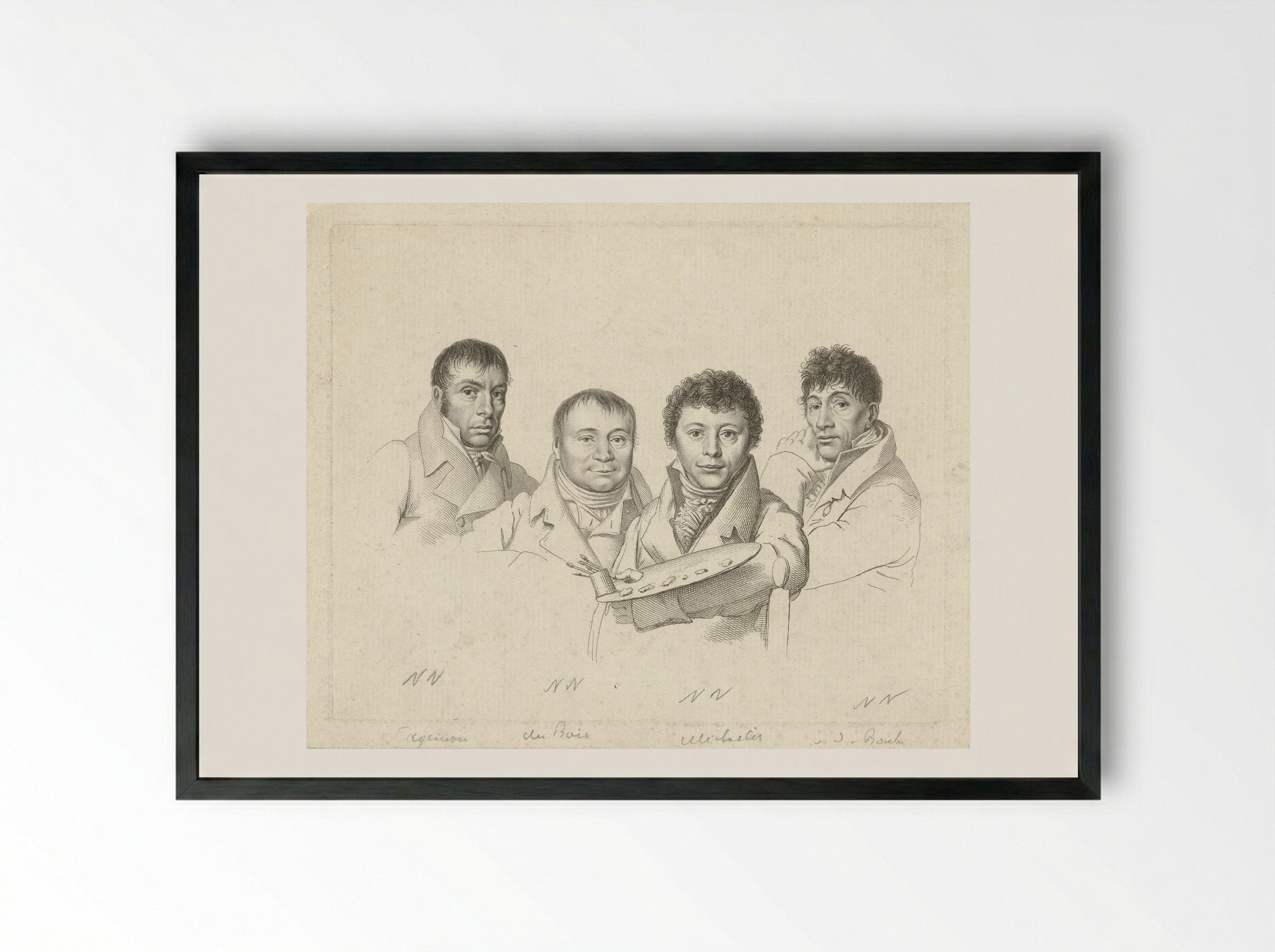 Portretten van H. Lageman, Ch. Dubois, G.J. Michaëlis en A. van den Bos - Jacob Ernst Marcus - Framed Print Black