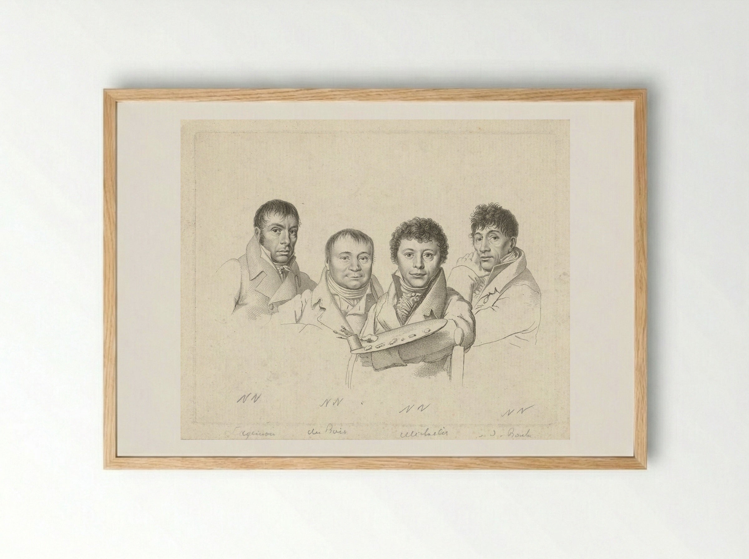 Portretten van H. Lageman, Ch. Dubois, G.J. Michaëlis en A. van den Bos - Jacob Ernst Marcus - Framed Print Wood