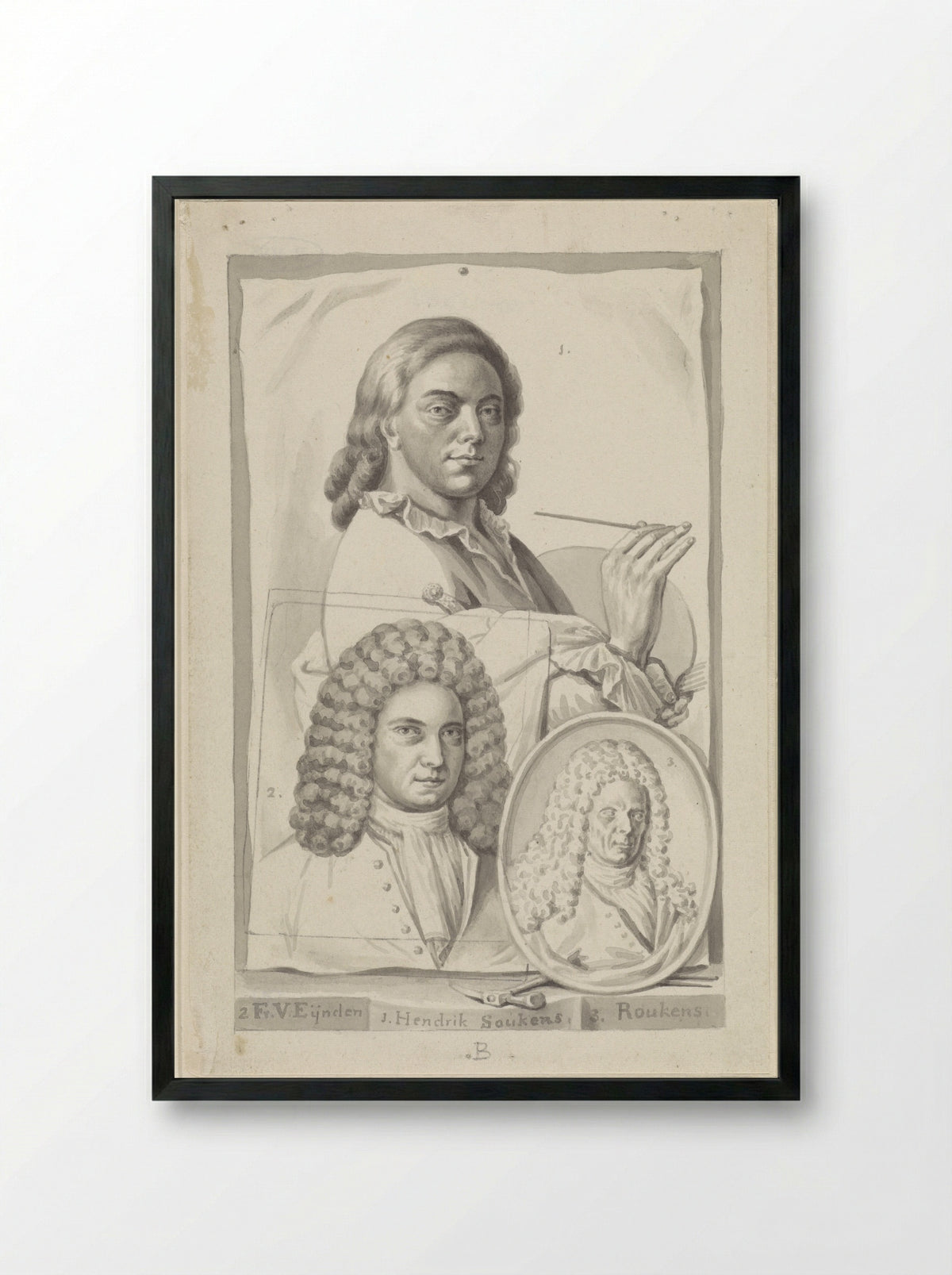 Portretten van Hendrik Soukens, Roukens en Frans van Eynden - Roeland van Eynden - Framed Print Black