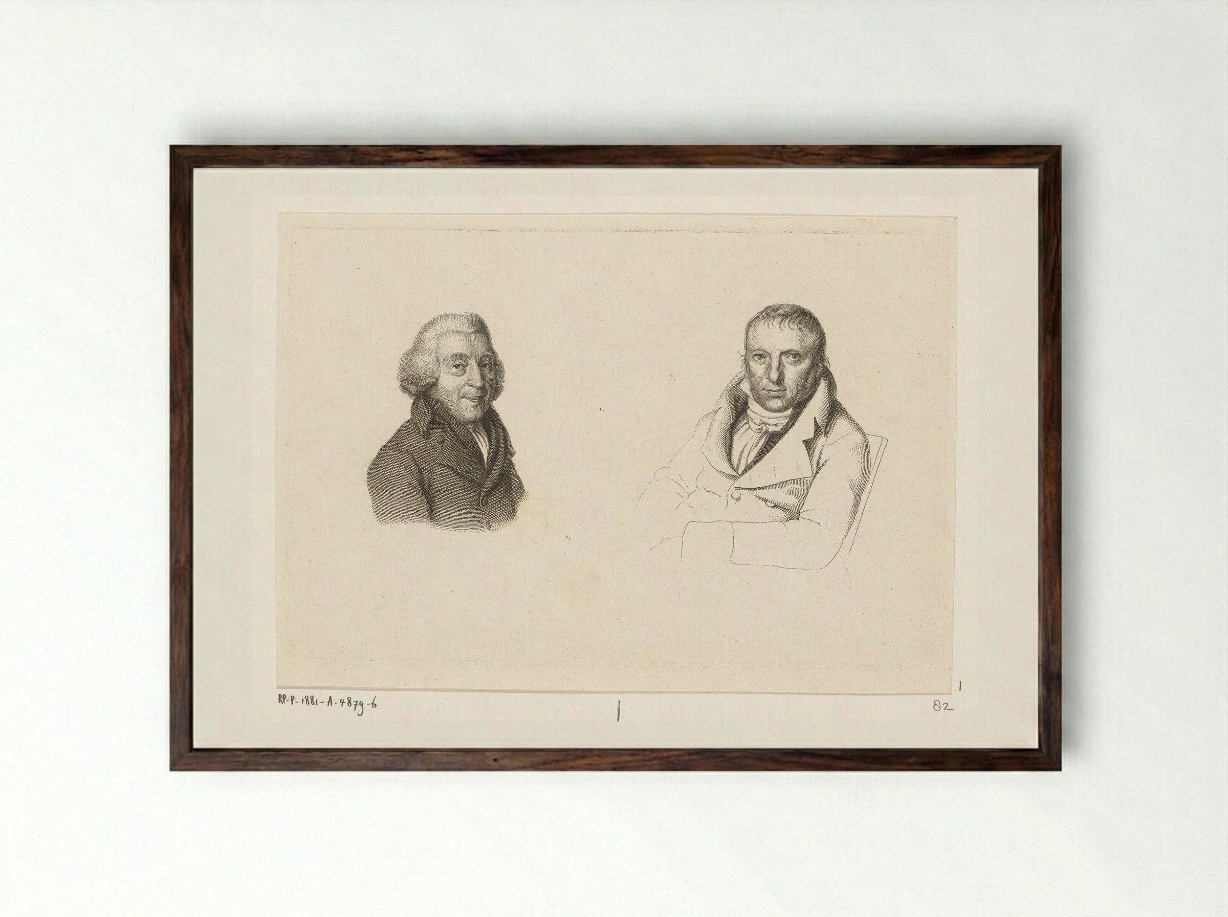 Portretten van Joannes Wilmet en Johannes Kinker - Jacob Ernst Marcus - Framed Print Dark Wood