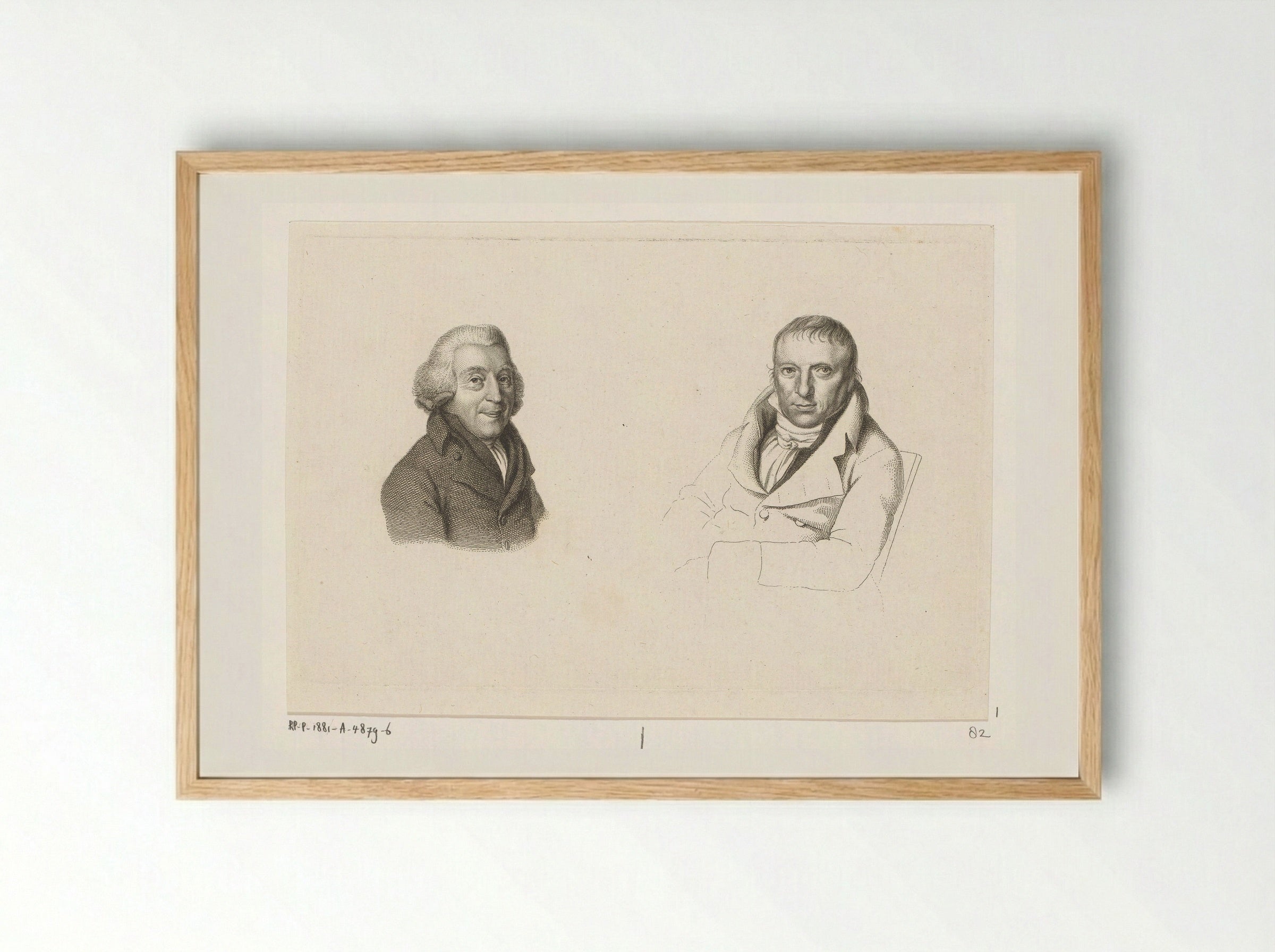 Portretten van Joannes Wilmet en Johannes Kinker - Jacob Ernst Marcus - Framed Print Wood