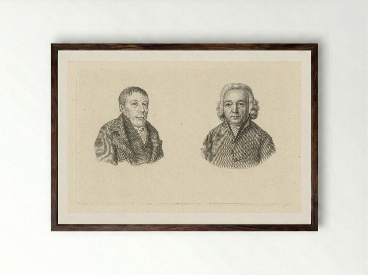 Portretten van Paulus van Hemert en Jean Henri van Swinden - Jacob Ernst Marcus - Framed Print Dark Wood