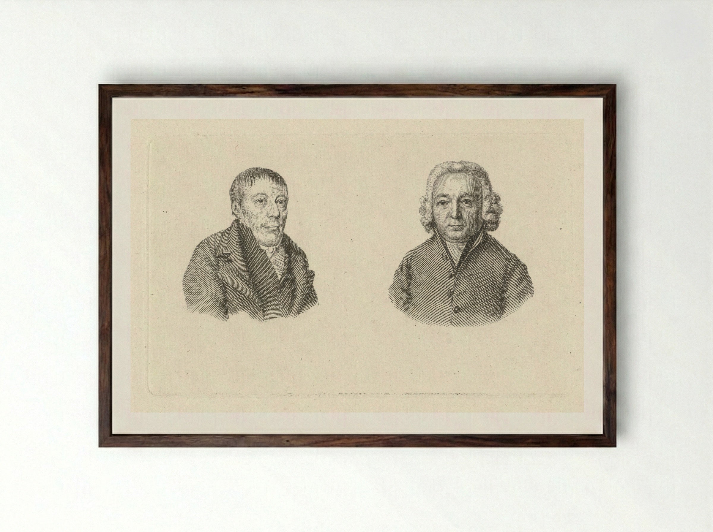 Portretten van Paulus van Hemert en Jean Henri van Swinden - Jacob Ernst Marcus - Framed Print Dark Wood