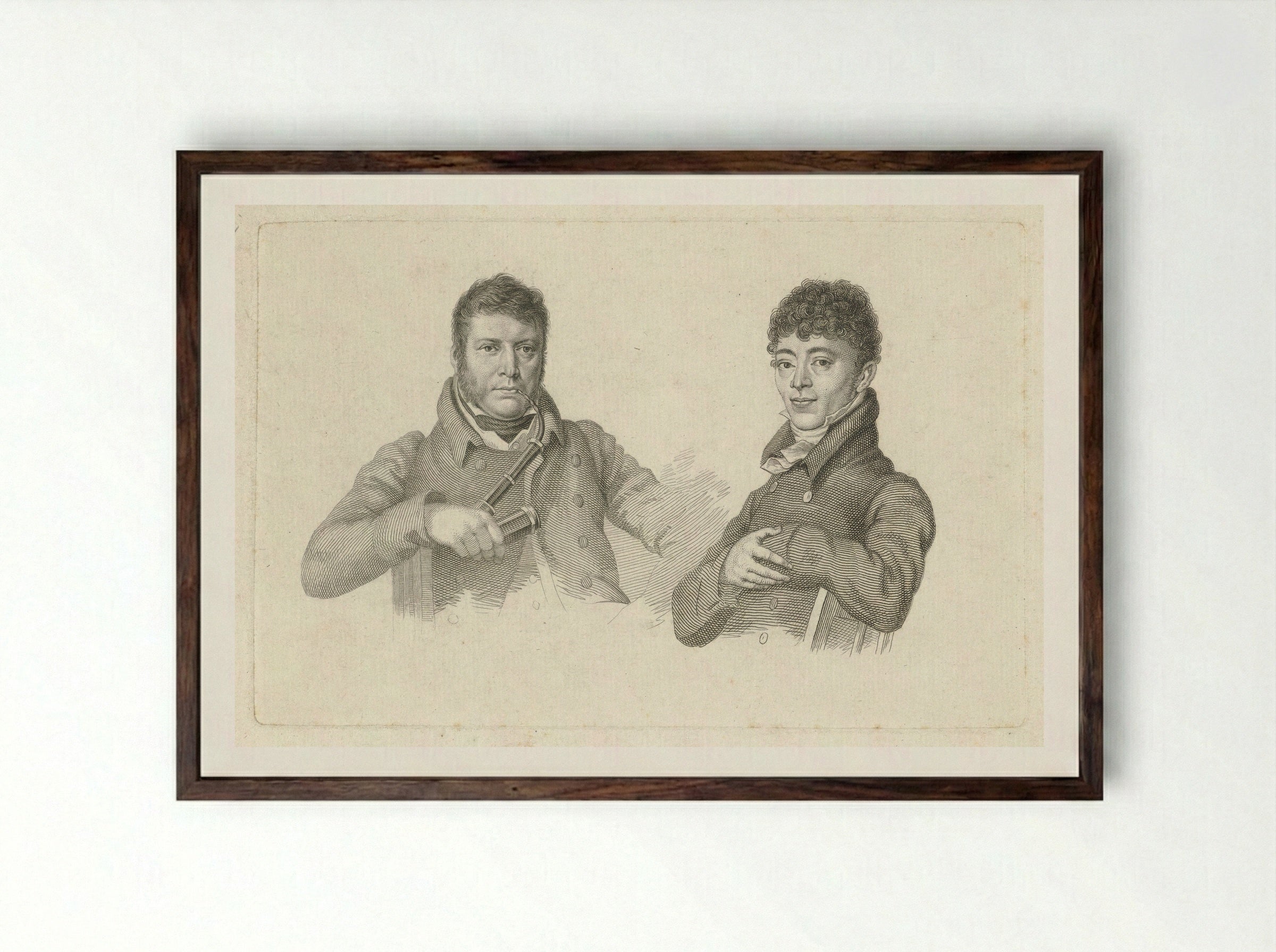 Portretten van Pieter Gerardus van Os en Albertus Jonas Brandt - Jacob Ernst Marcus - Framed Print Dark Wood