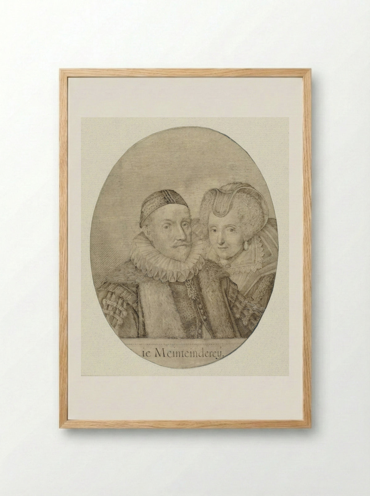 Portretten van Willem I en Louise de Coligny - J.A. Stock - Framed Print Wood
