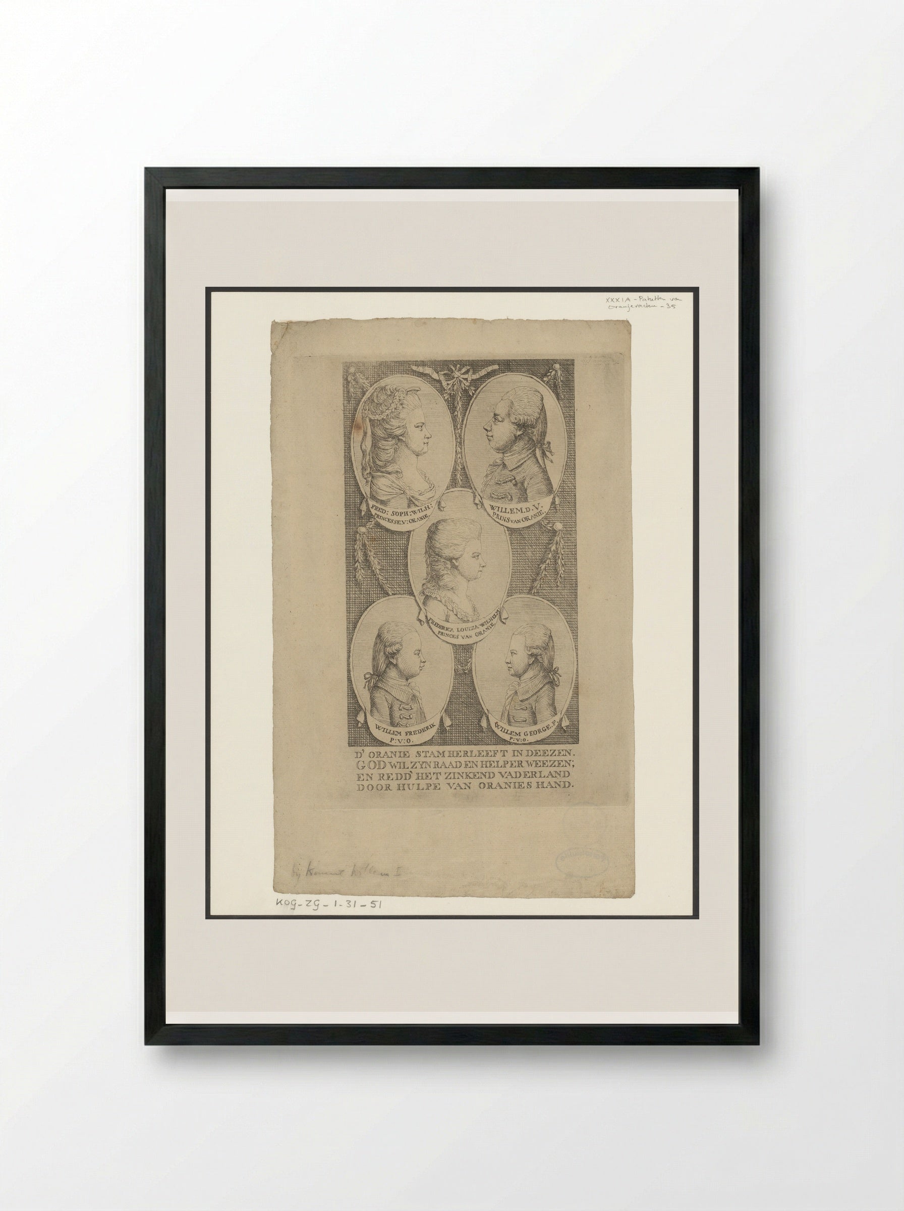 Portretten van de familie Oranje-Nassau - Johannes Jelgerhuis - Framed Print Black
