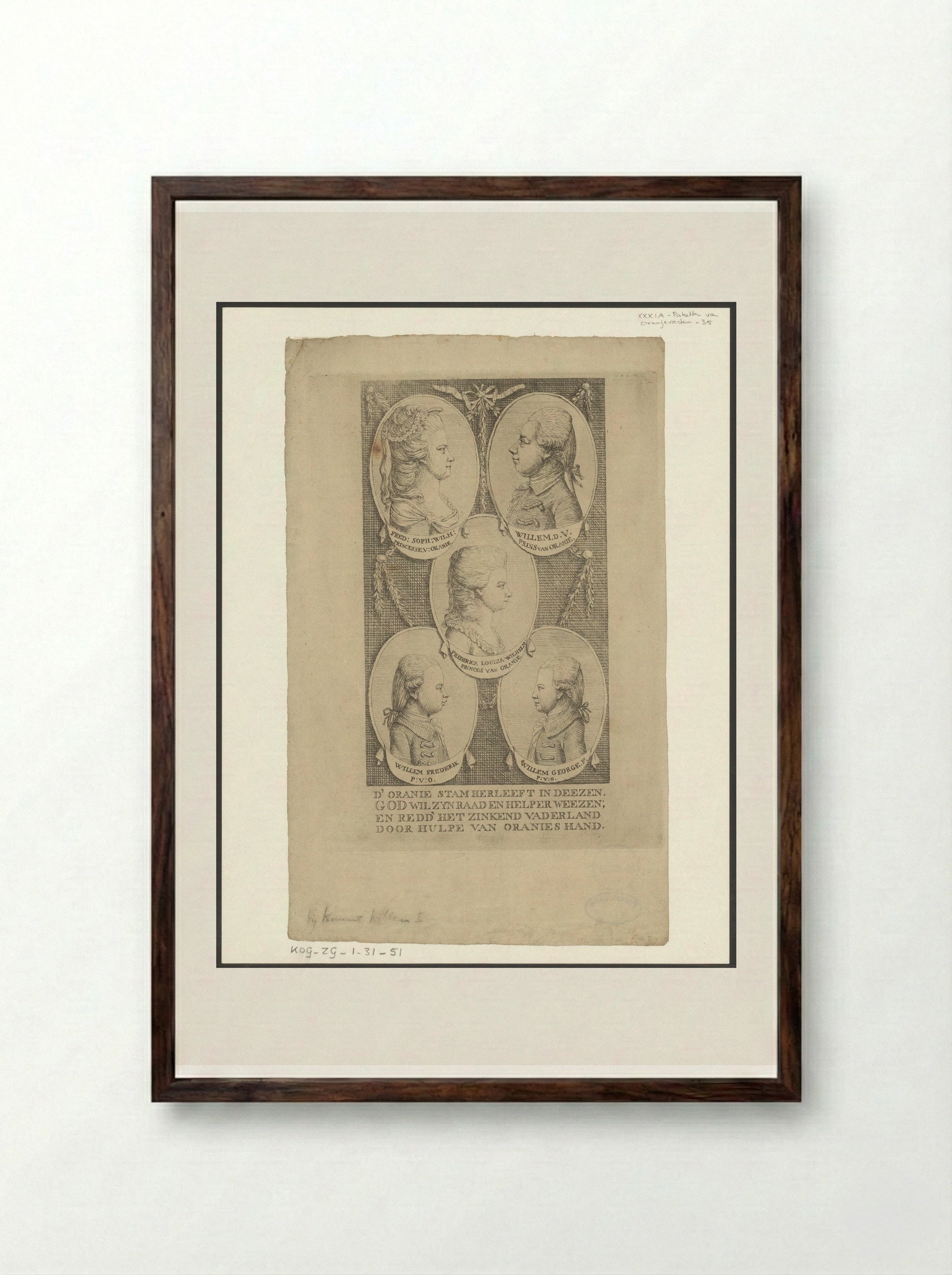 Portretten van de familie Oranje-Nassau - Johannes Jelgerhuis - Framed Print Dark Wood