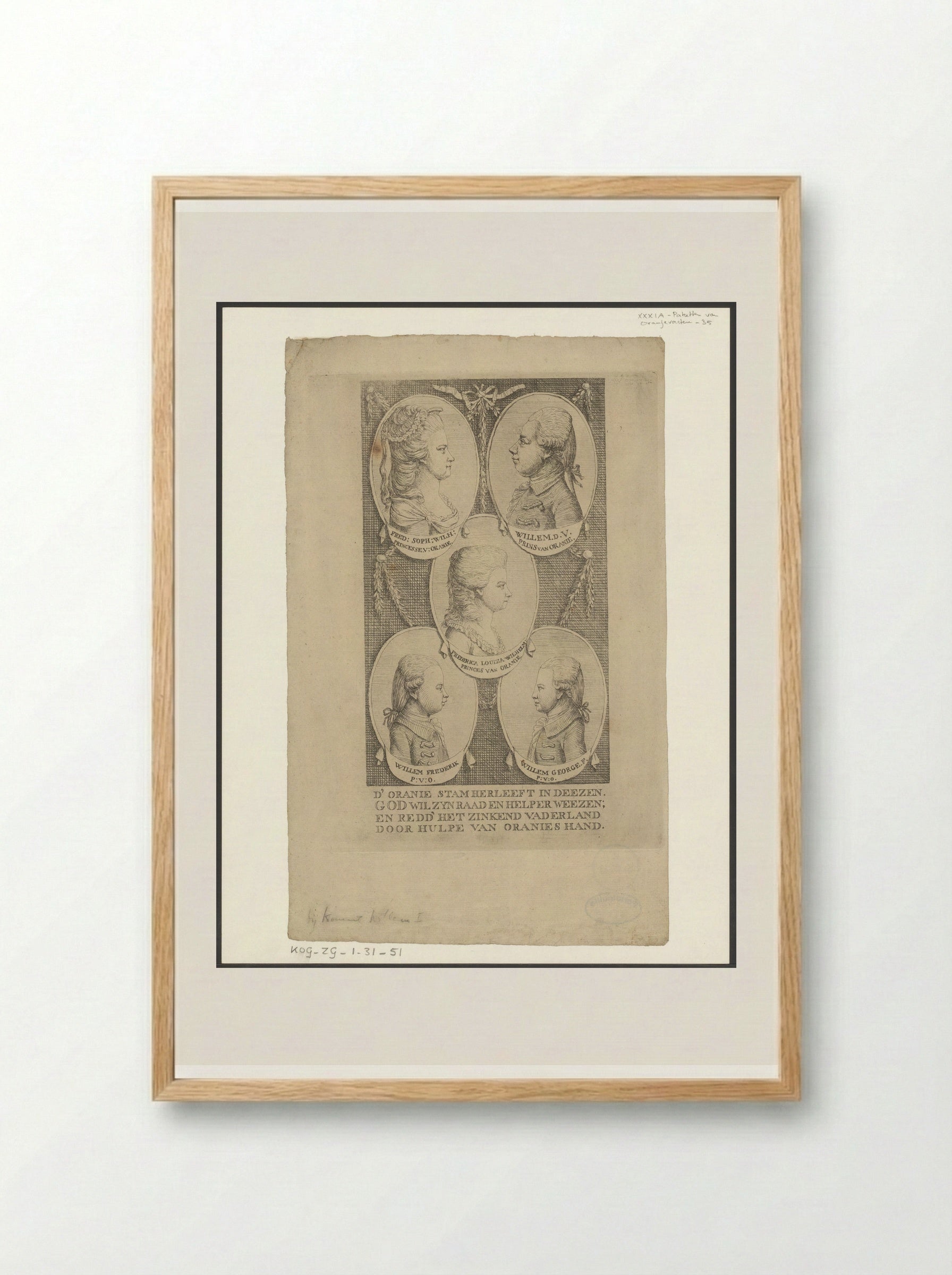 Portretten van de familie Oranje-Nassau - Johannes Jelgerhuis - Framed Print Wood