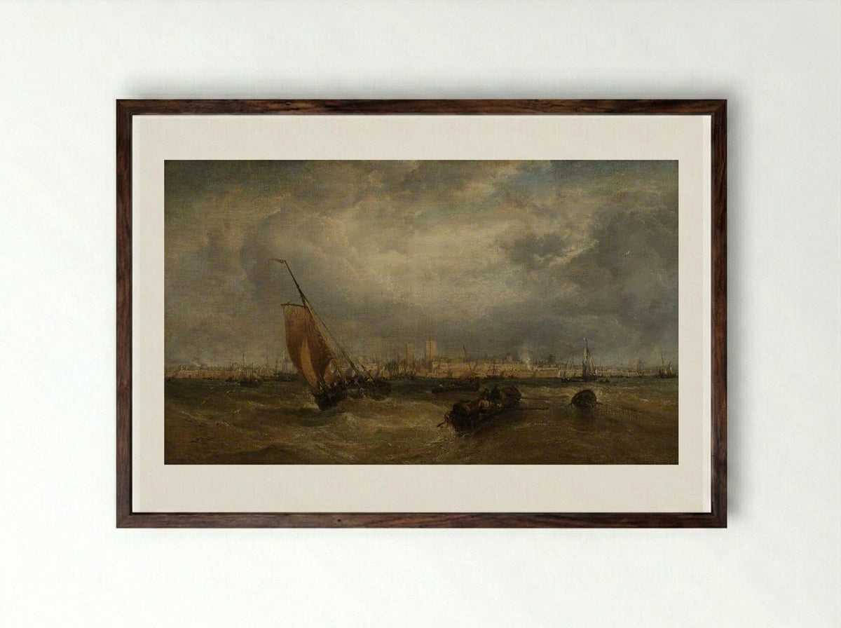 Portsmouth Harbour - James Webb - Framed Print Dark Wood