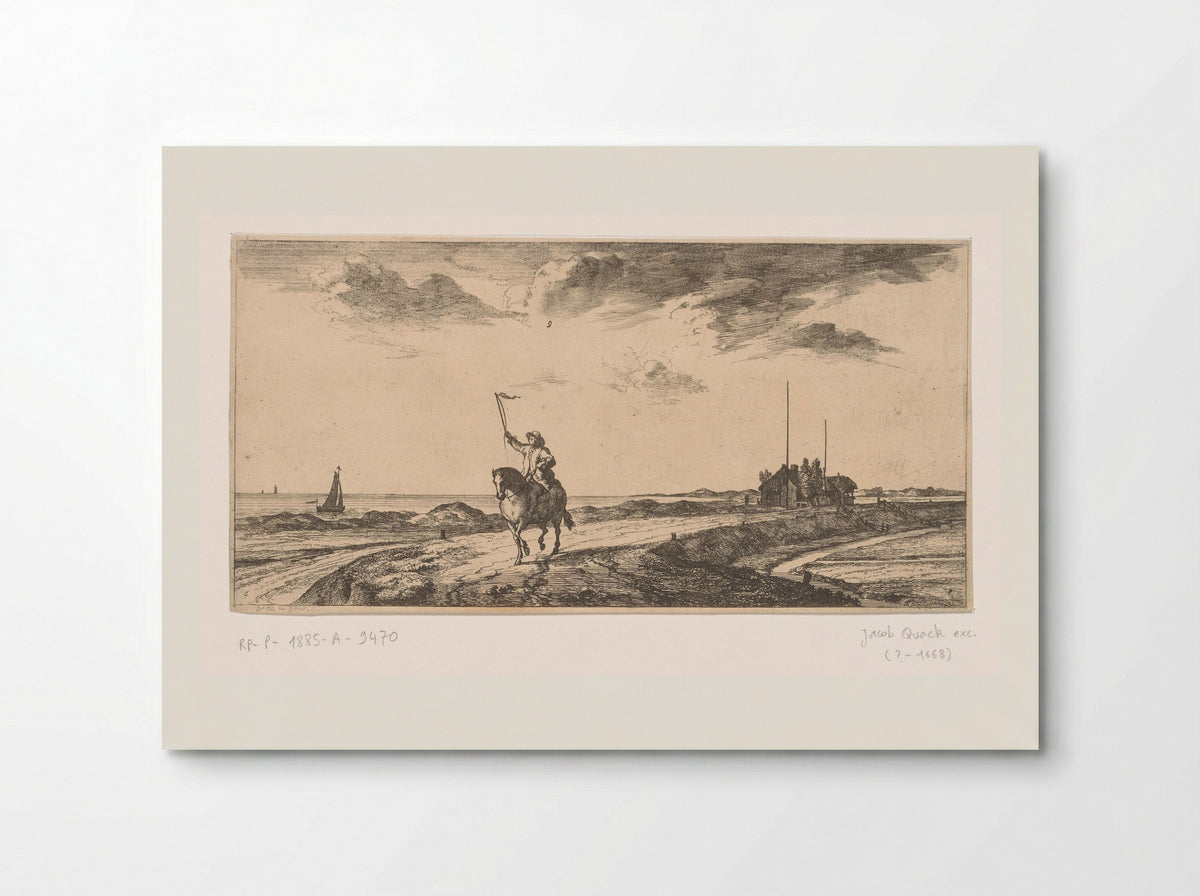 Postbode rijdt langs het strand - Joost van Geel - Poster