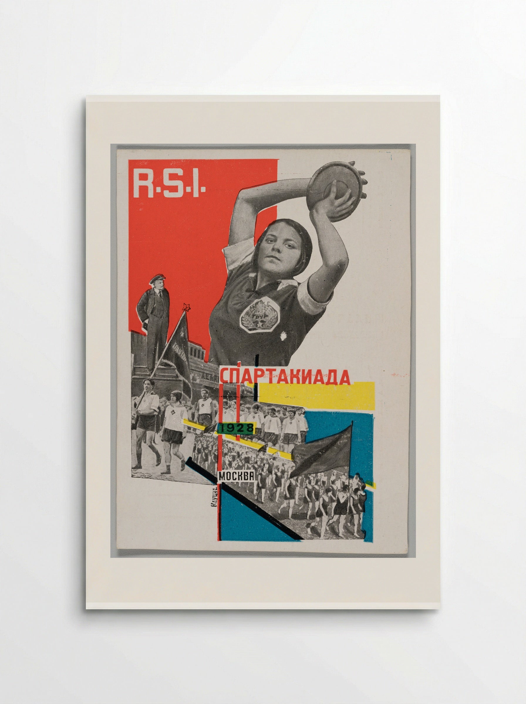 Postcard for Spartakiada, Moscow 1928 (Throwing the discus) - Gustavs Klucis - Poster