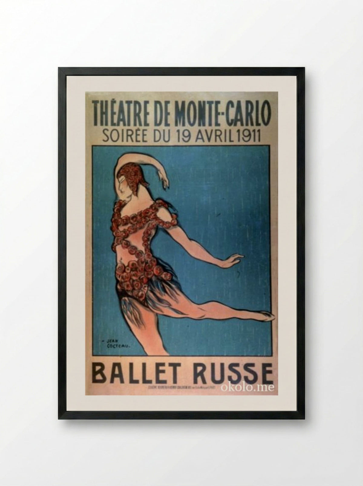 Poster for the 1911 Ballet Russe season (Le Spectre de la Rose) - Jean Cocteau - Framed Print Black