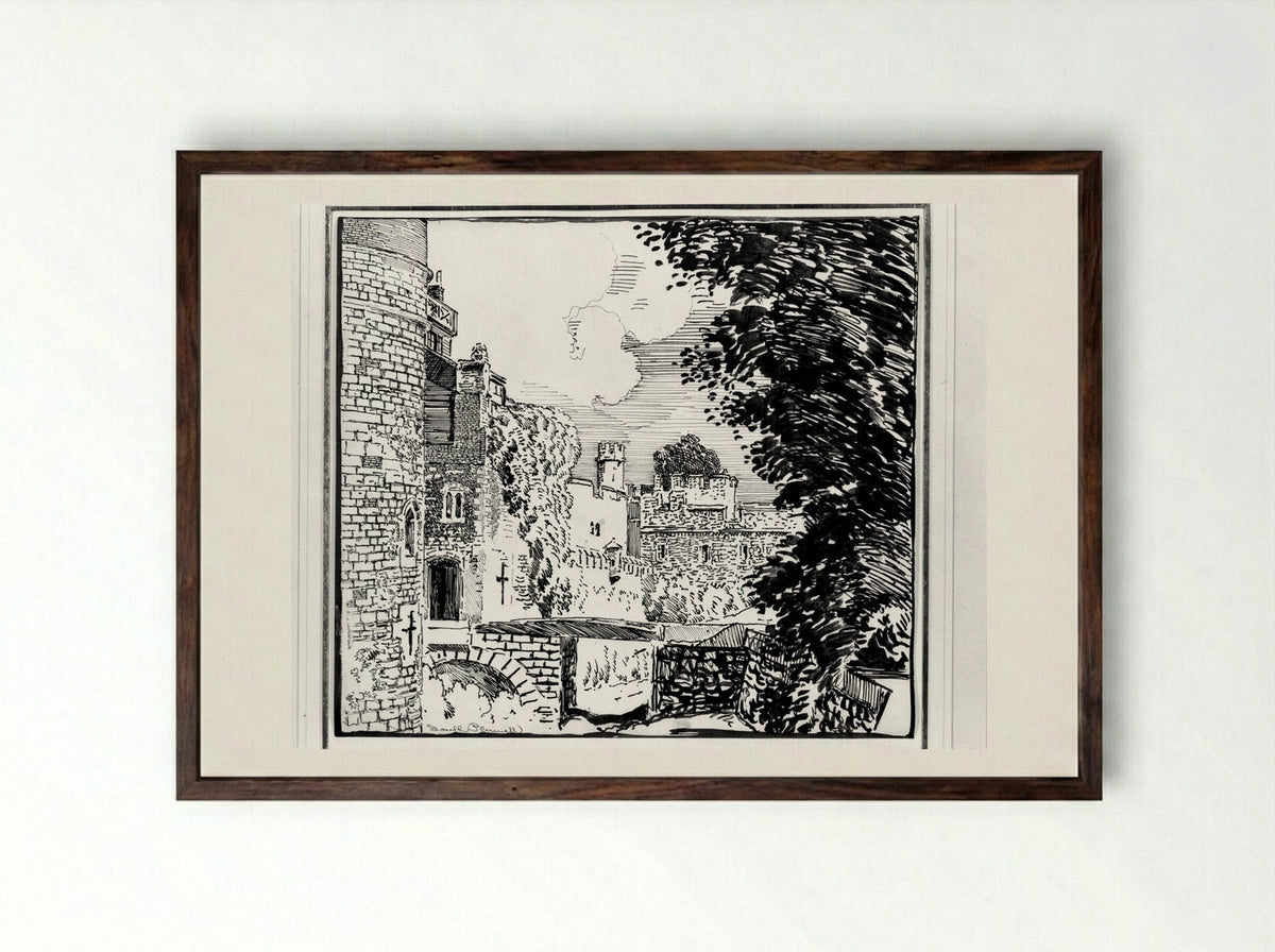 Postern Gateway - Joseph Pennell - Framed Print Dark Wood