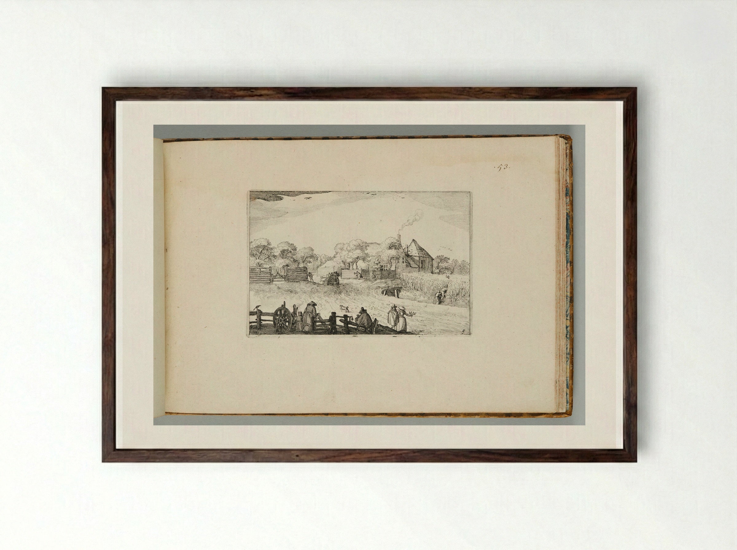 Pot's Inn - Claes Jansz. Visscher - Framed Print Dark Wood