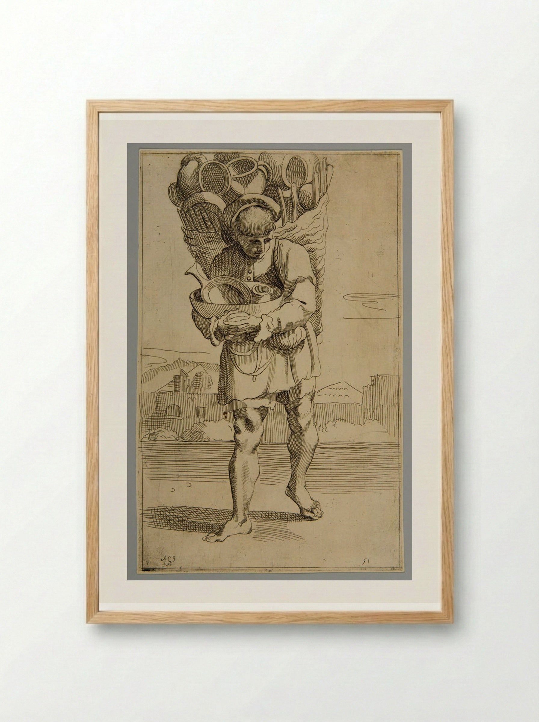 Pot-seller!, plate 5 - Simon Guillain - Framed Print Wood
