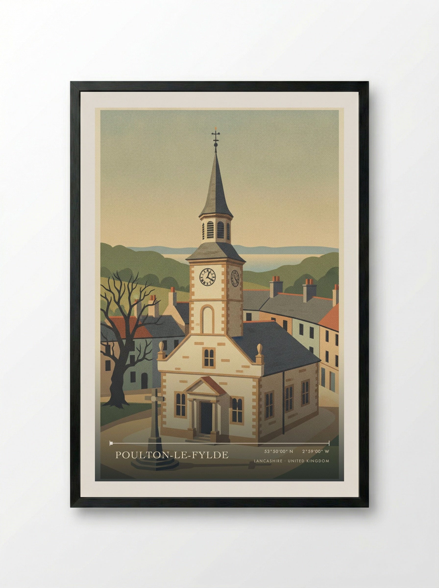 Poulton-le-Fylde Lancashire United Kingdom Travel Poster - Framed Print Black