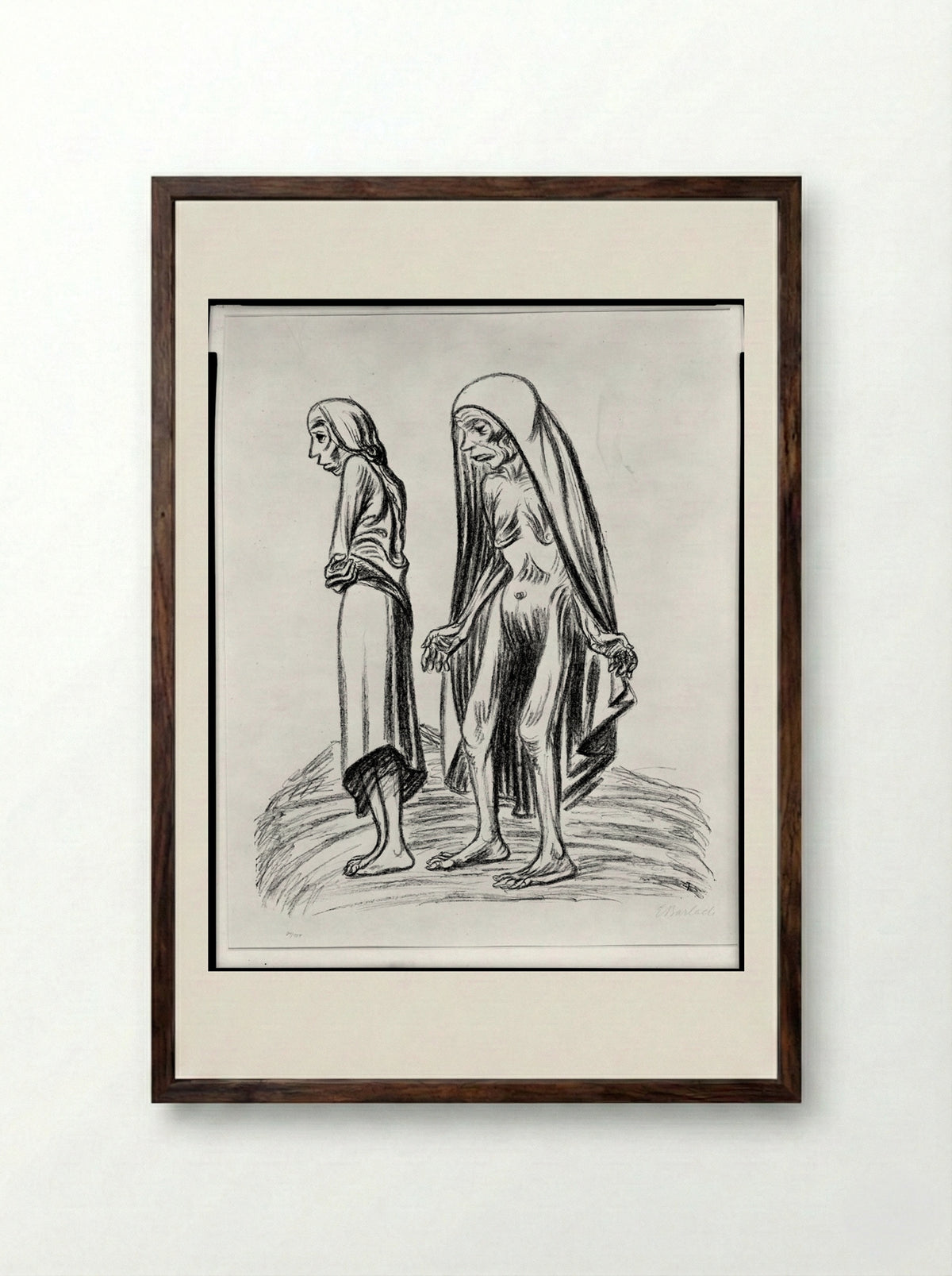 Poverty - Ernst Barlach - Framed Print Dark Wood