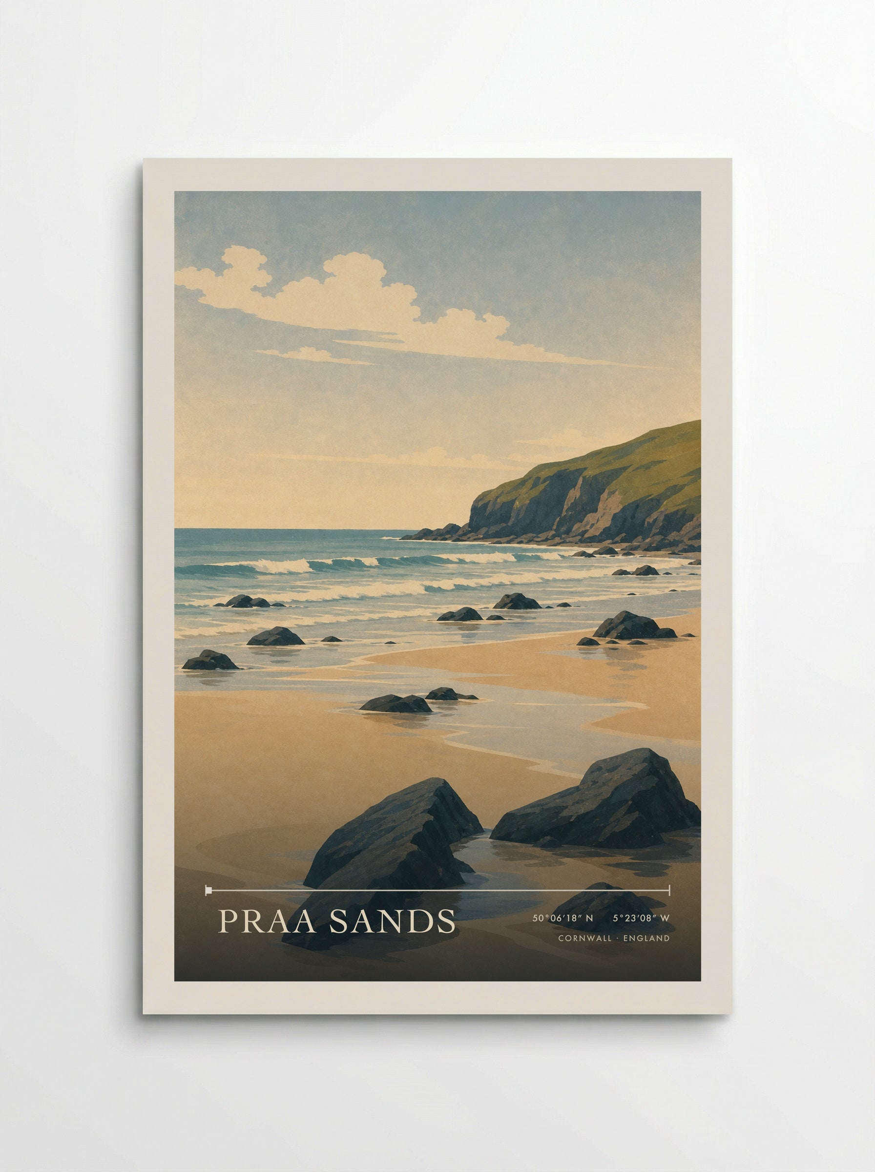 Praa Sands Cornwall England Travel Poster - Poster