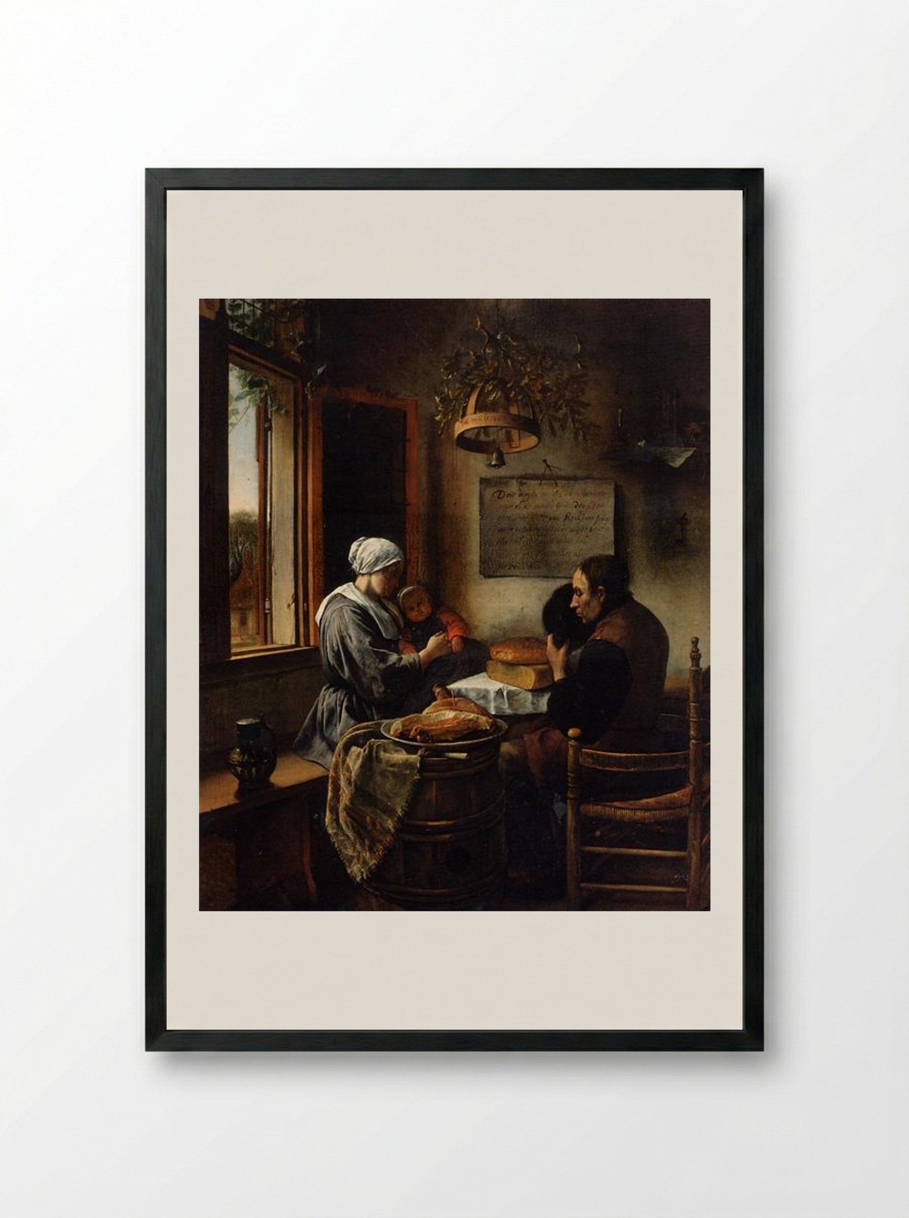Prayer before Meal - Jan Steen - Framed Print Black