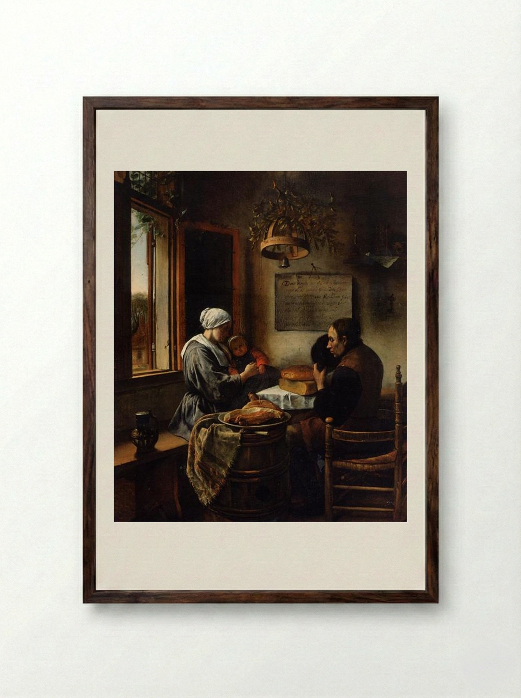 Prayer before Meal - Jan Steen - Framed Print Dark Wood