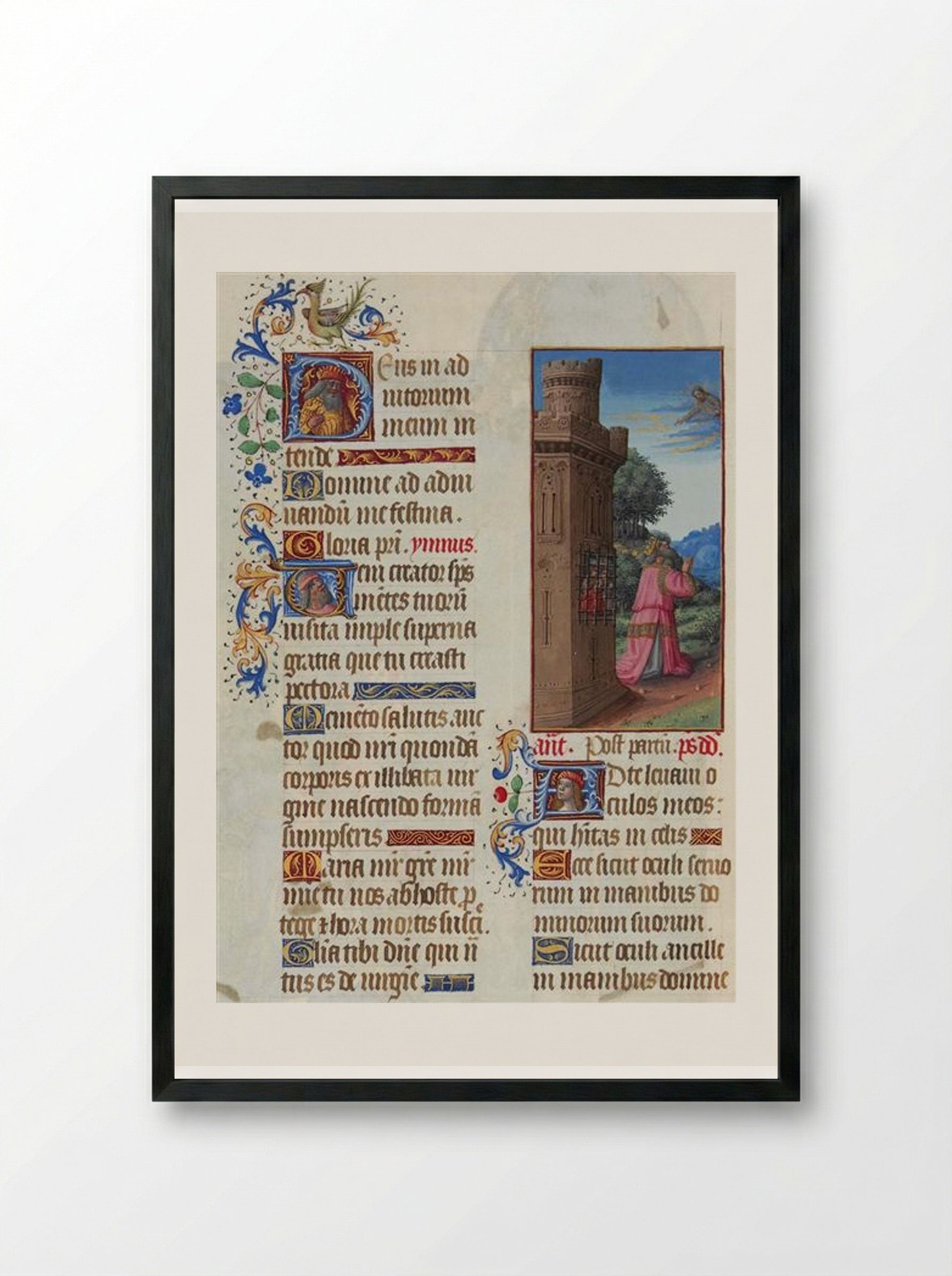 Prayer of David - Limbourg brothers - Framed Print Black