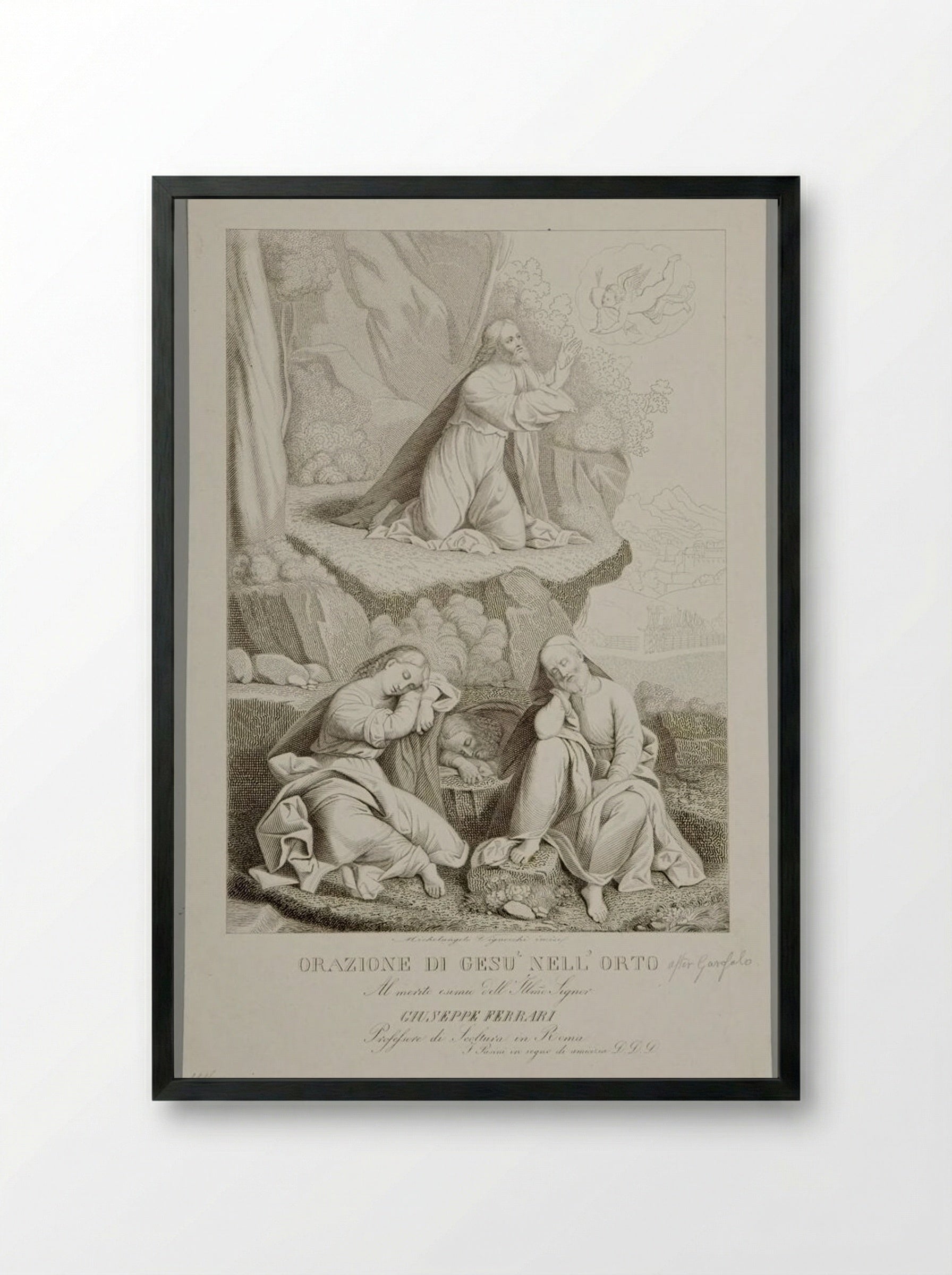 Prayer of Jesus in the Garden - Michele Vignocchi - Framed Print Black