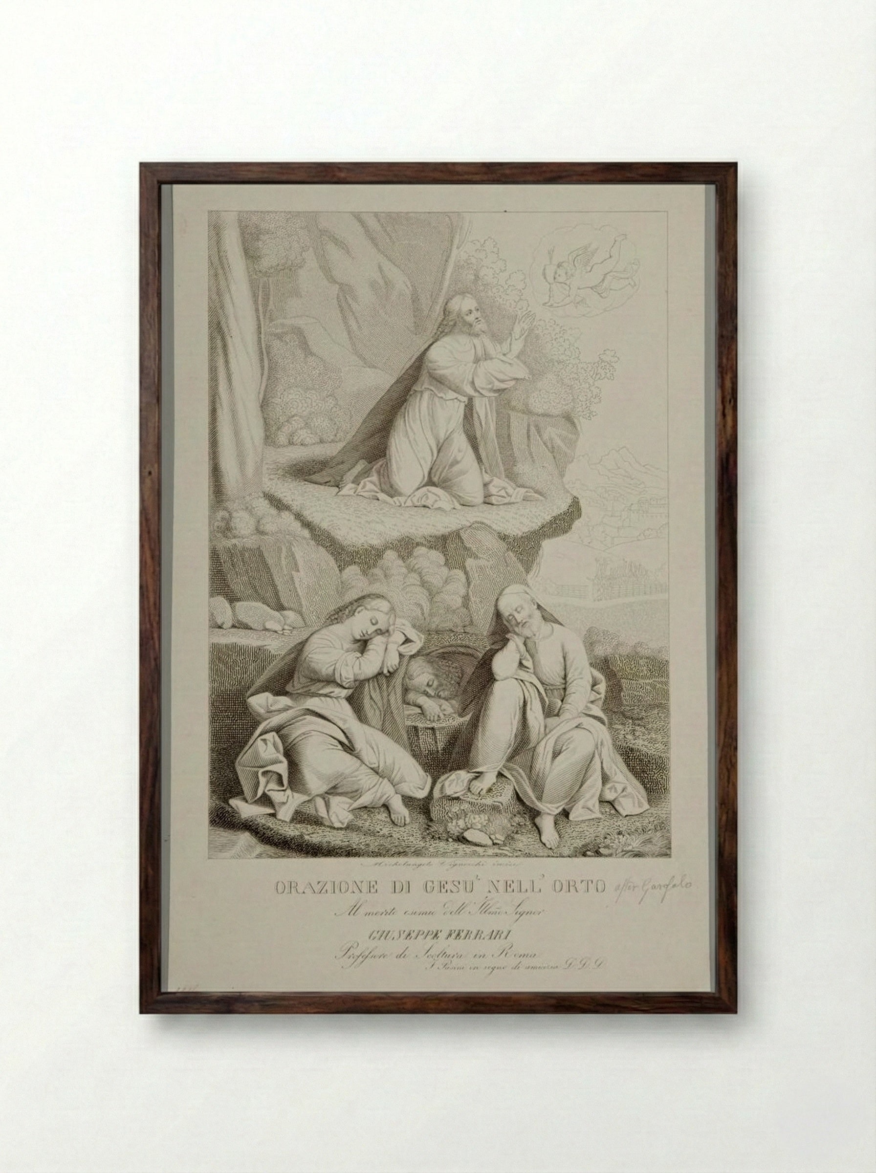Prayer of Jesus in the Garden - Michele Vignocchi - Framed Print Dark Wood