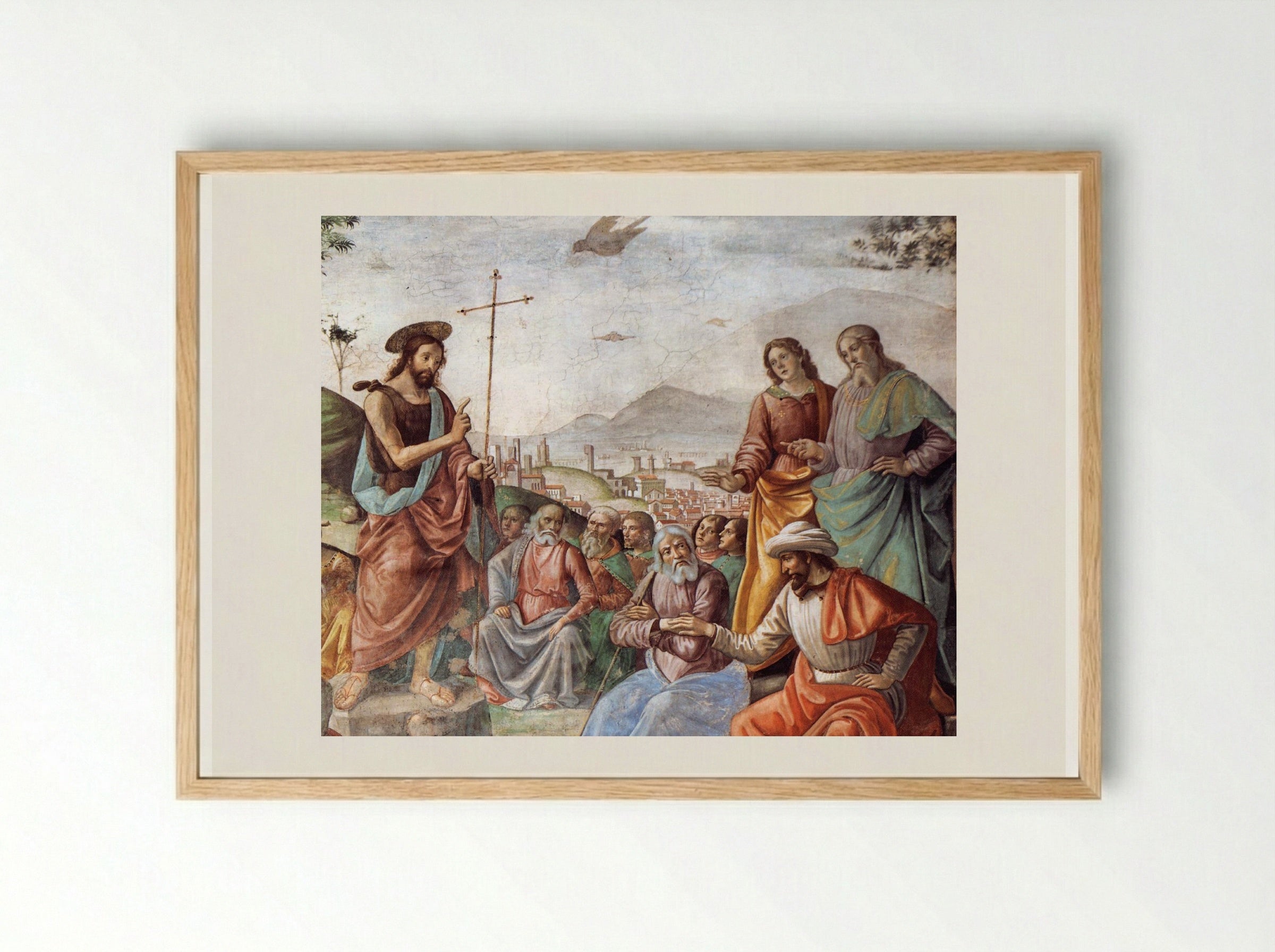 Preaching of St. John the Baptist - Domenico Ghirlandaio - Framed Print Wood