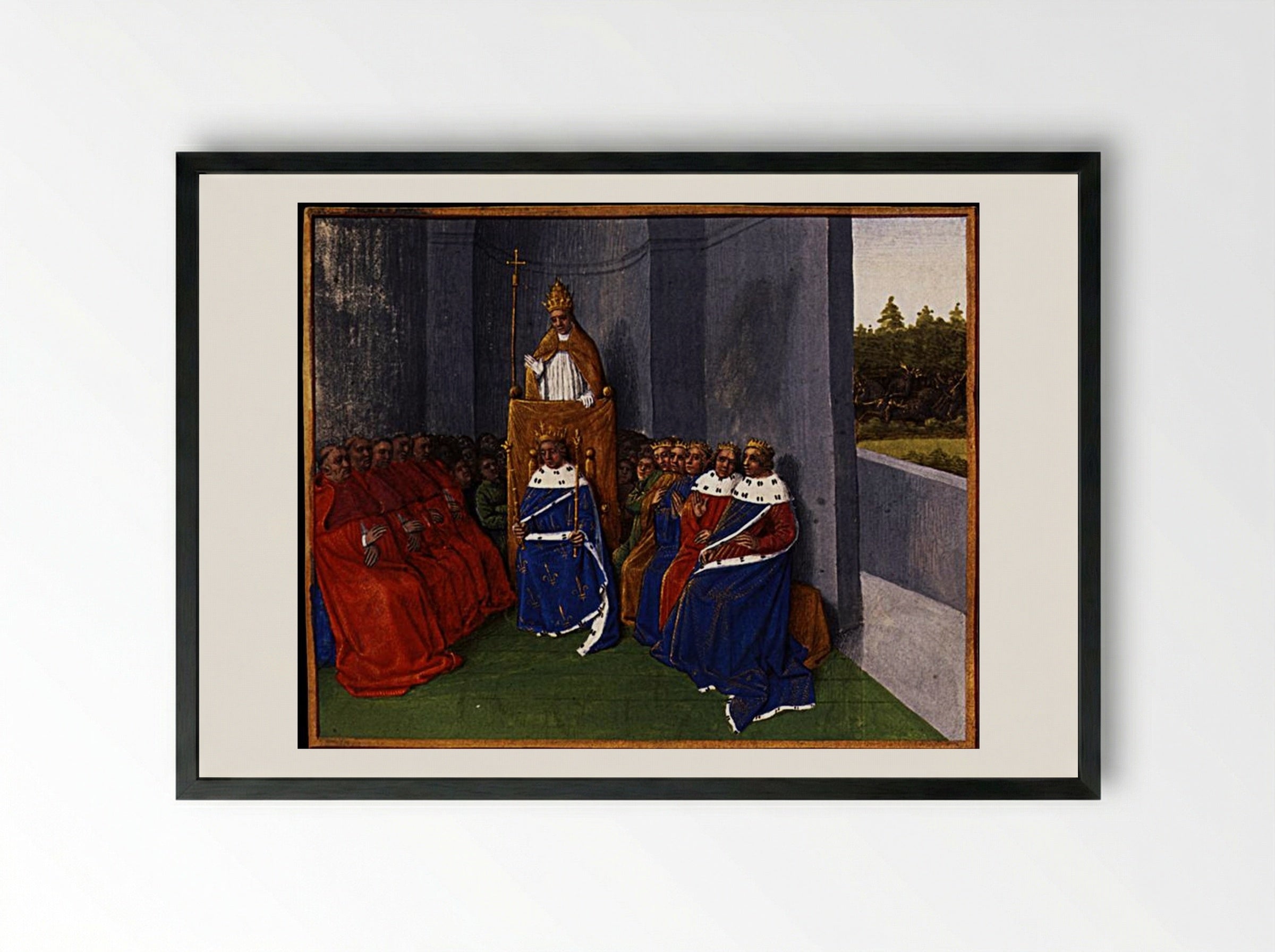 Preaching the First Crusade at Clermont - Jean Fouquet - Framed Print Black