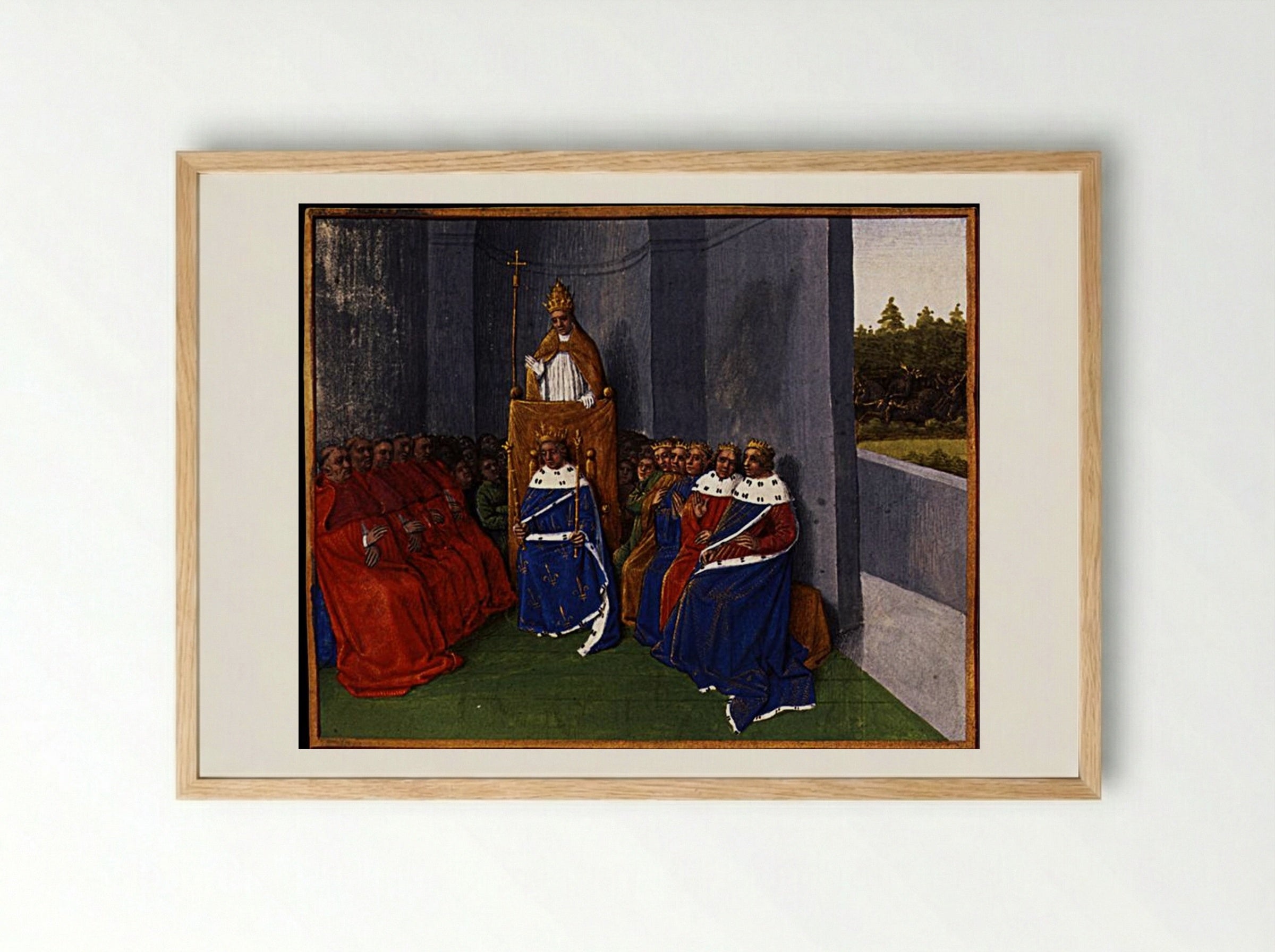 Preaching the First Crusade at Clermont - Jean Fouquet - Framed Print Wood