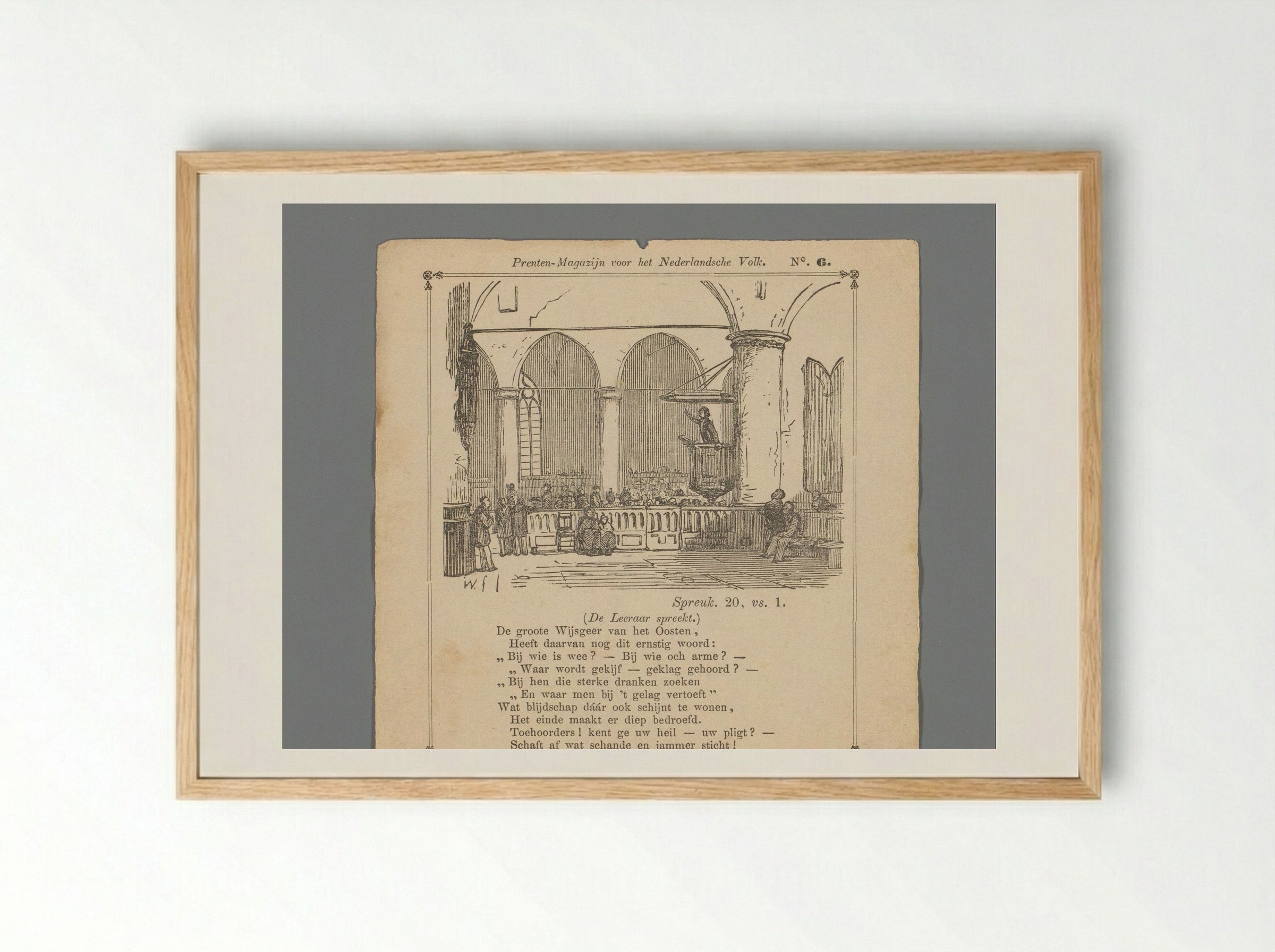 Prekende predikant in een kerk - Isaac Weissenbruch - Framed Print Wood