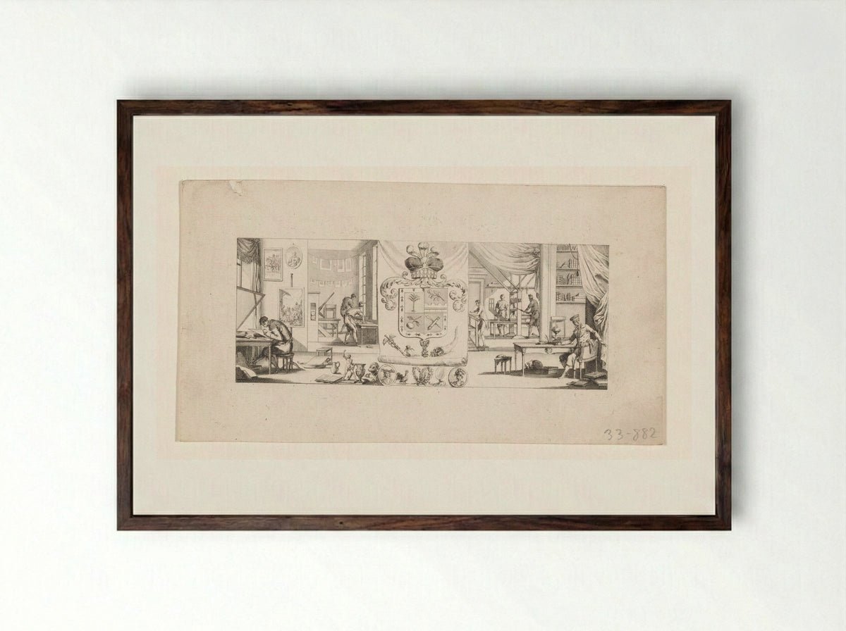 Prentkunst en boekdrukkunst - Jean Duplessis-Bertaux - Framed Print Dark Wood