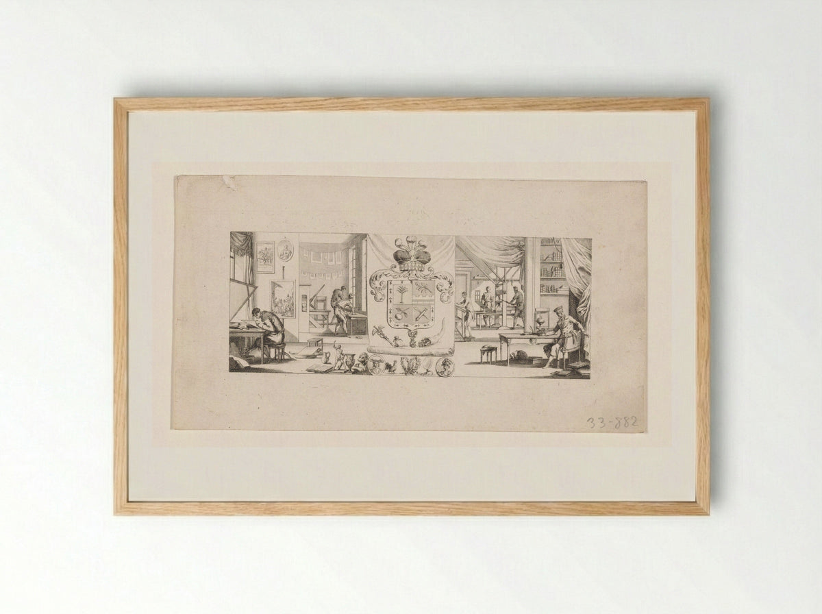Prentkunst en boekdrukkunst - Jean Duplessis-Bertaux - Framed Print Wood