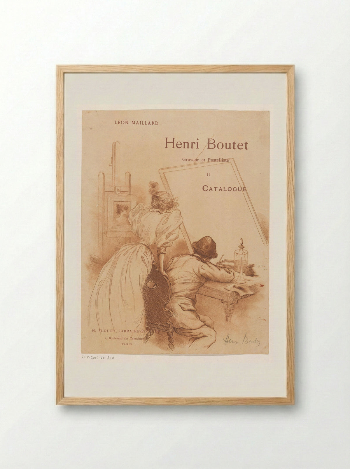 Prentmaker achter zijn werktafel - Henri Boutet - Framed Print Wood