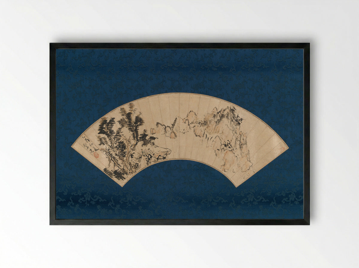 Preparing Tea by a Mountain Gorge - Aoki Mokubei - Framed Print Black