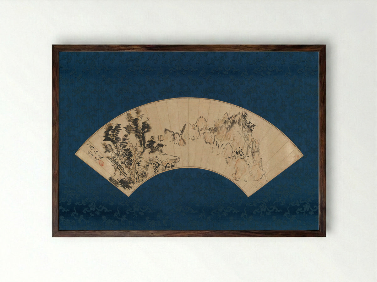 Preparing Tea by a Mountain Gorge - Aoki Mokubei - Framed Print Dark Wood