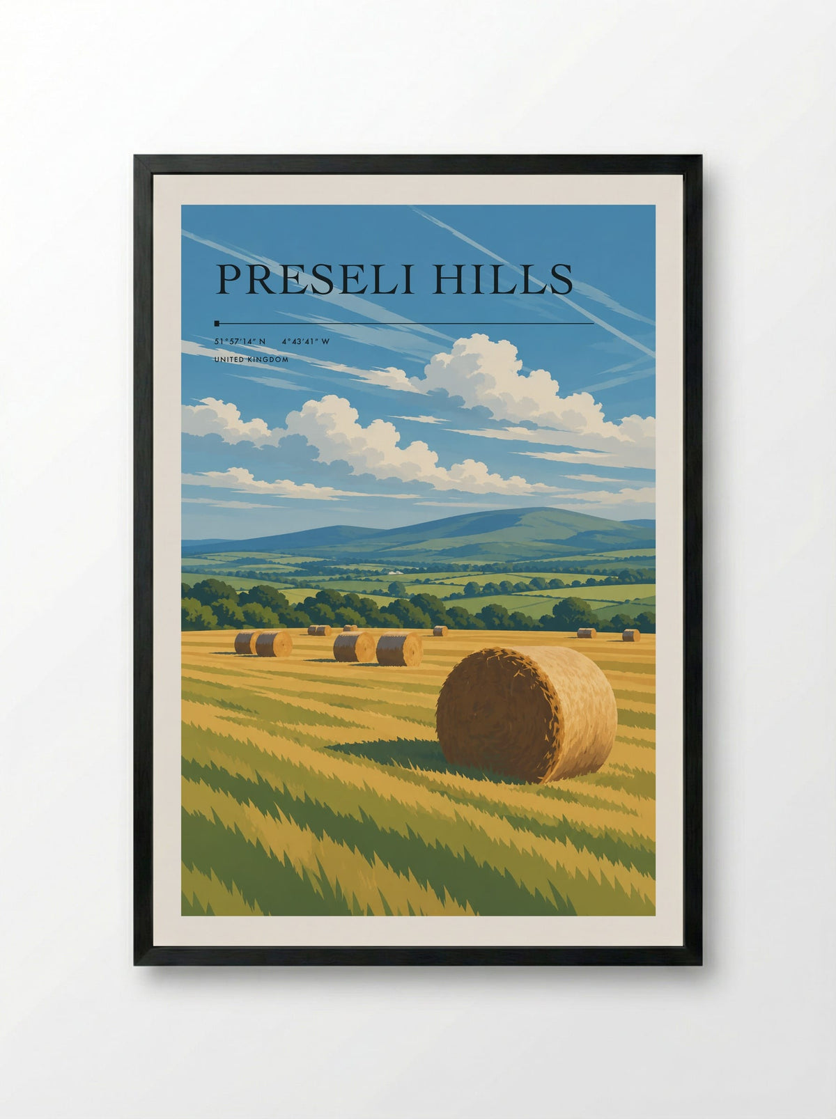 Preseli Hills | Travel Poster - Framed Print Black