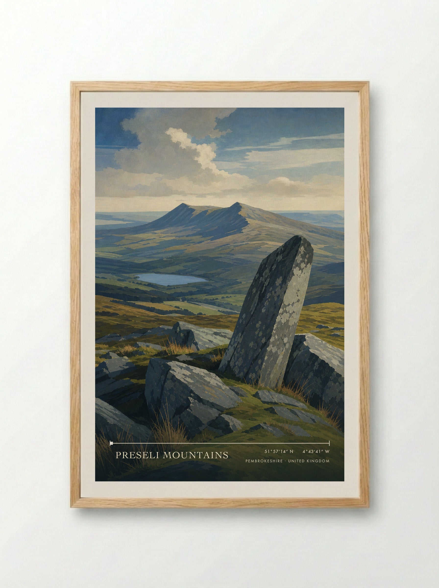 Preseli Mountains Pembrokeshire United Kingdom Travel Poster - Framed Print Wood