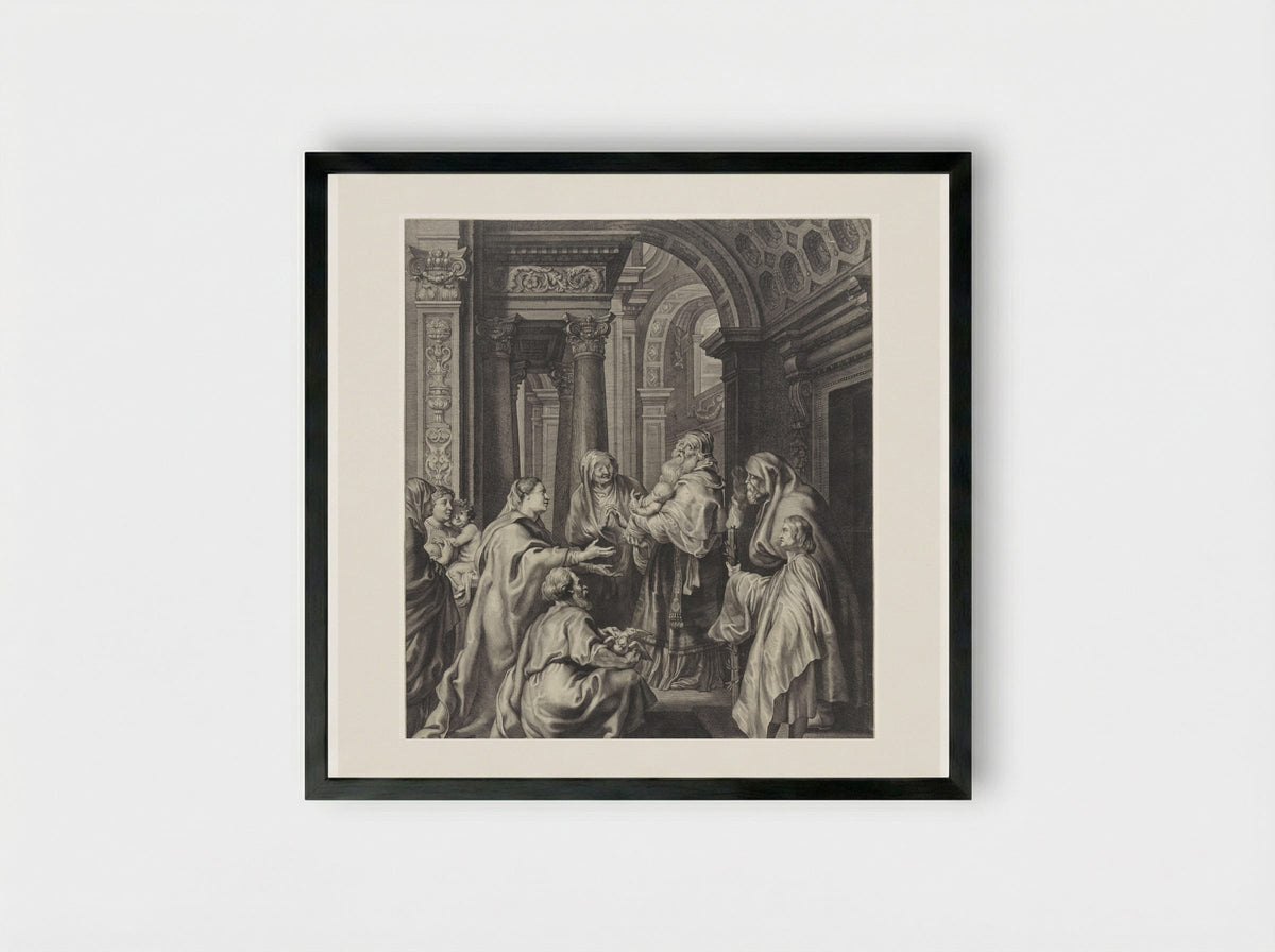 Presentation in the Temple - Paulus Pontius - Framed Print Black